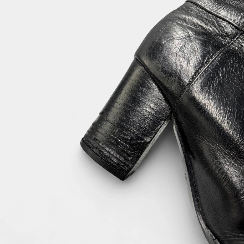 Jil Sander Black Leather Block Heel Ankle Boots