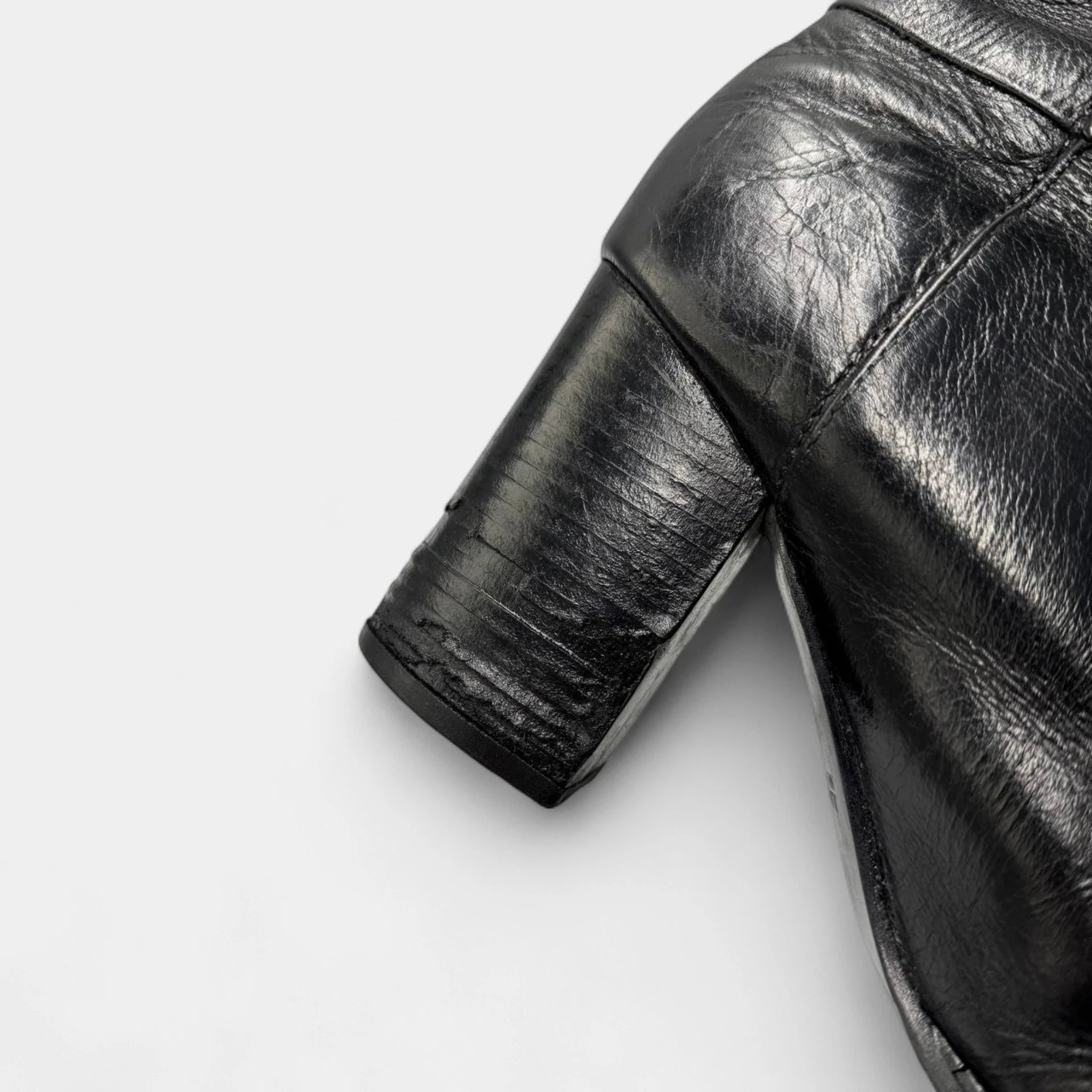 Jil Sander Black Leather Block Heel Ankle Boots