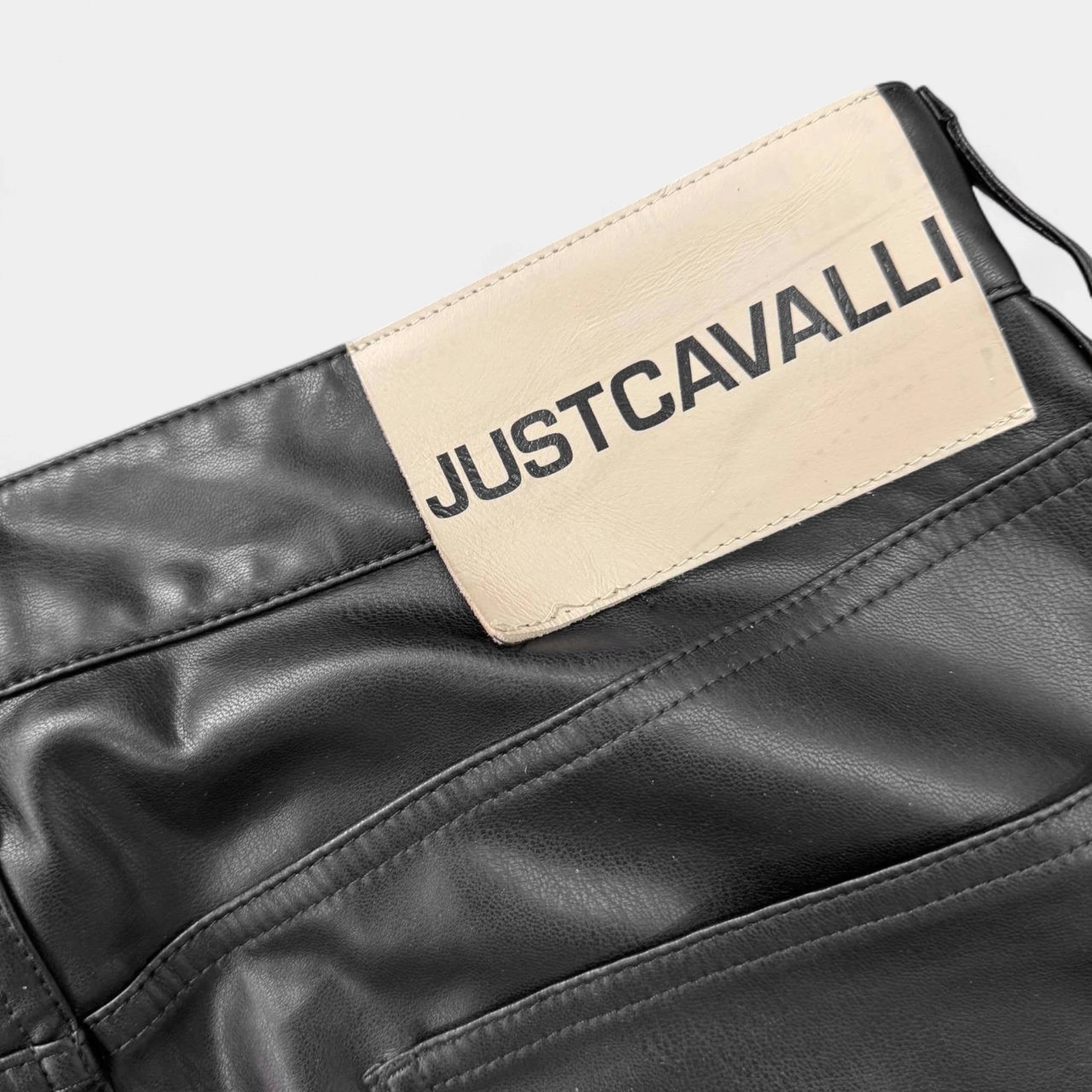 Just Cavalli Black Faux Leather Bootcut Pants