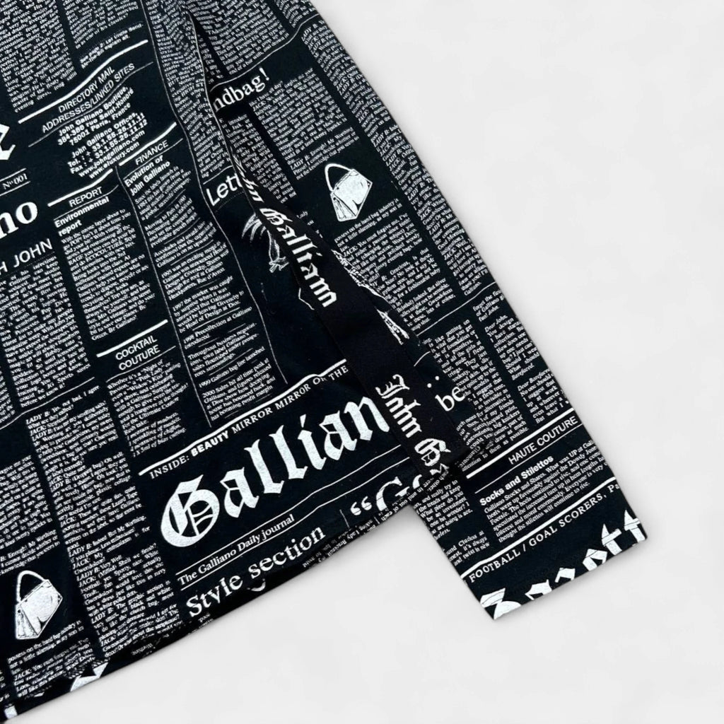 Galliano "Gazette" Newspaper Print V-neck Longsleeve