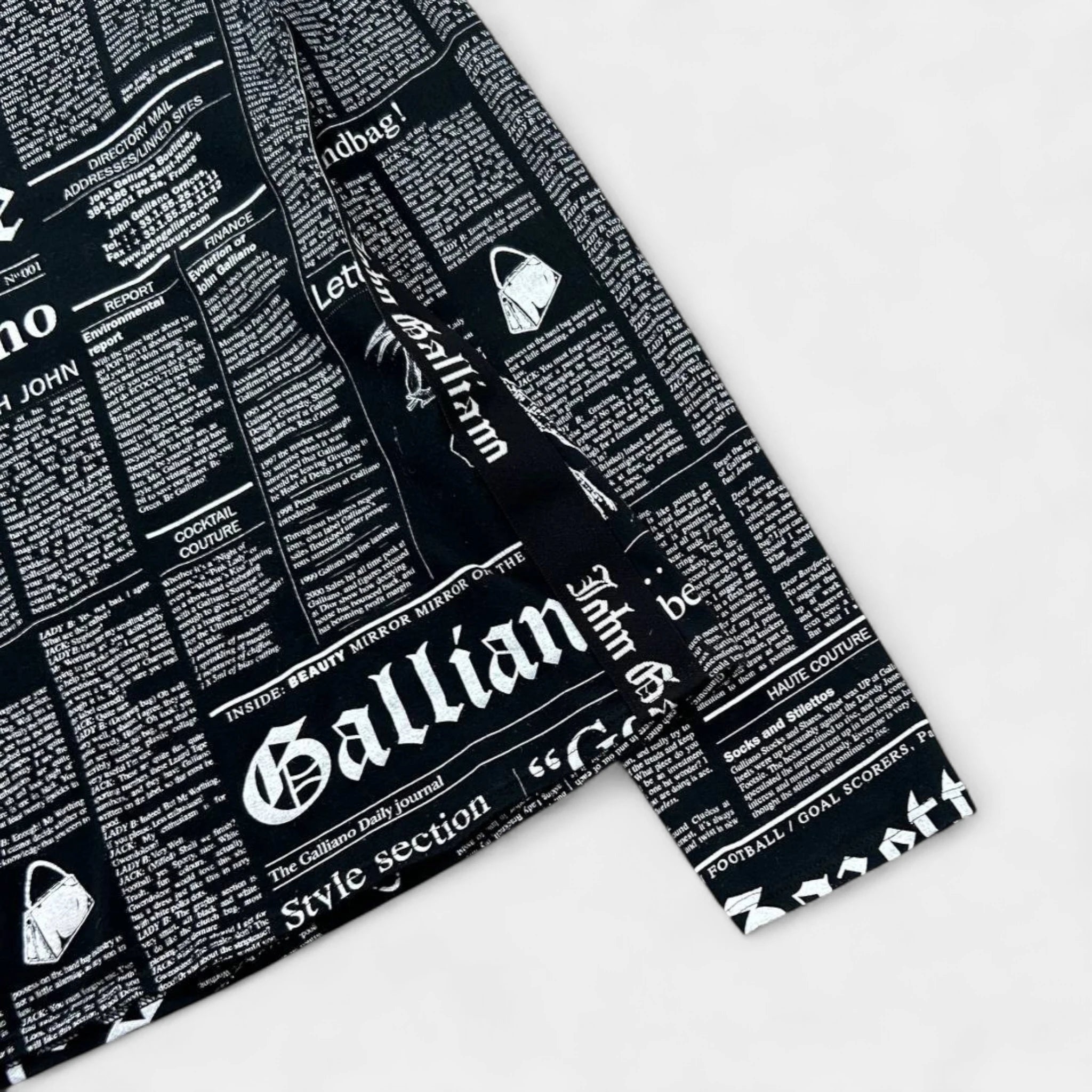 Galliano "Gazette" Newspaper Print V-neck Longsleeve
