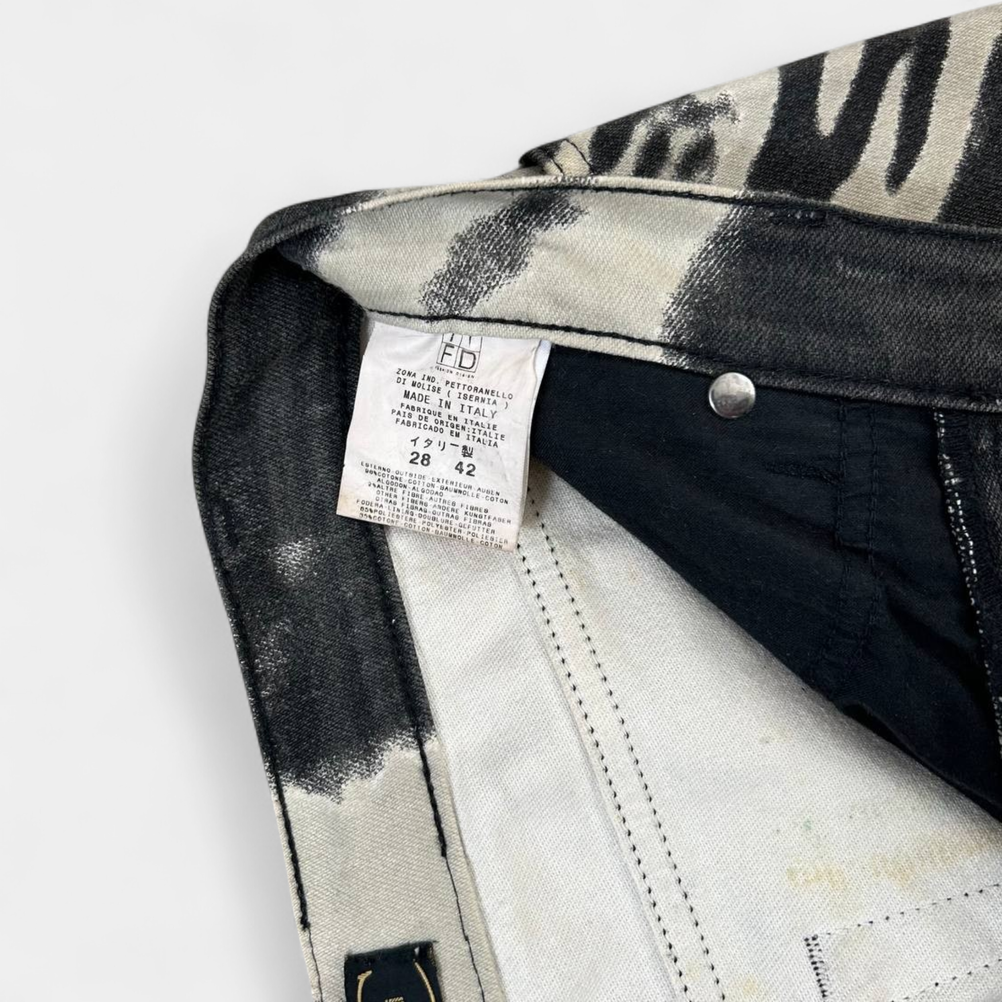 Just Cavalli 2000s White and Black Zebra Print Pants