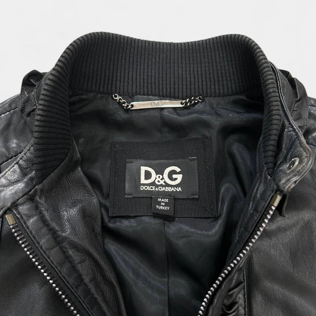 Dolce & Gabbana 2000's Leather Black Leather Jacket