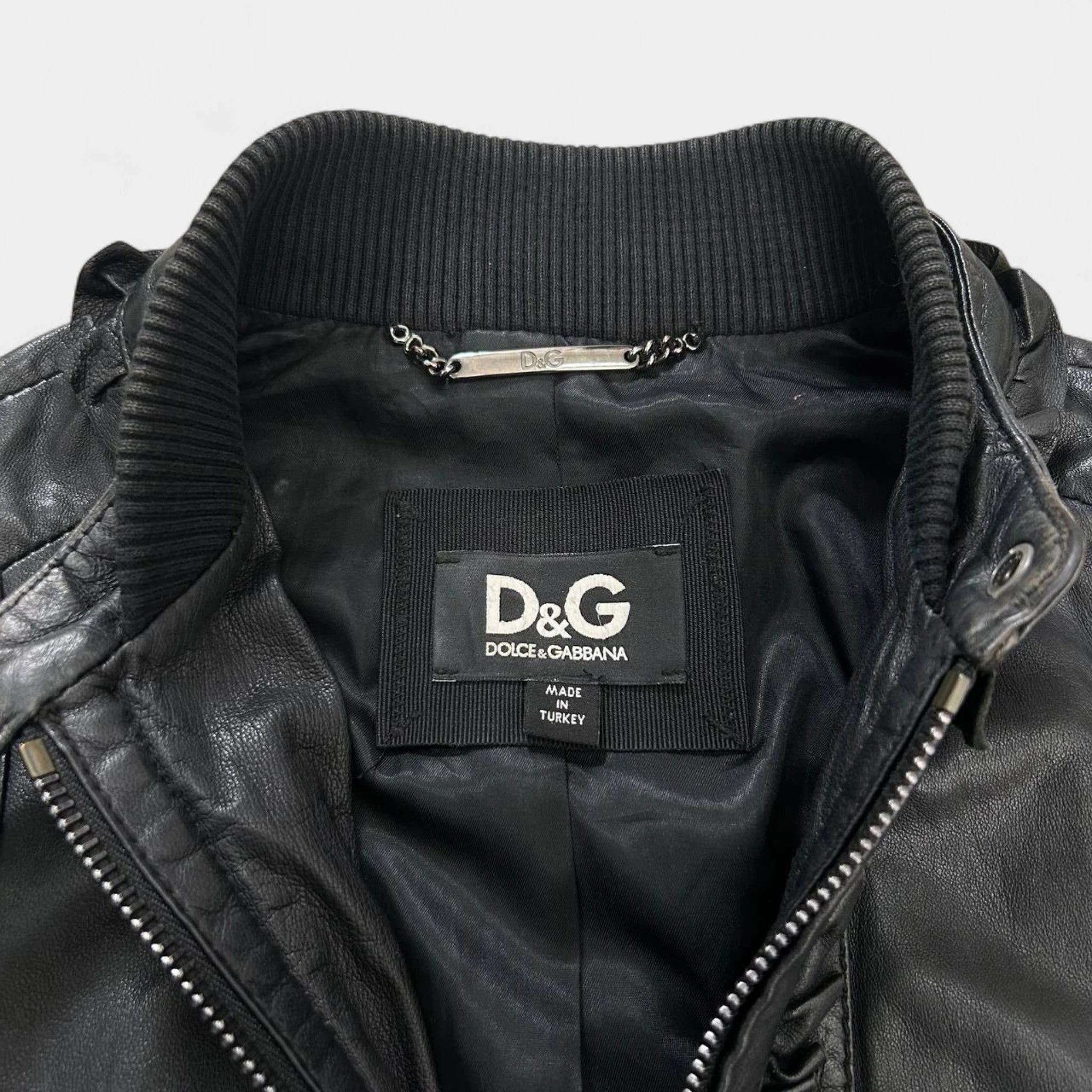 Dolce & Gabbana 2000's Leather Black Leather Jacket