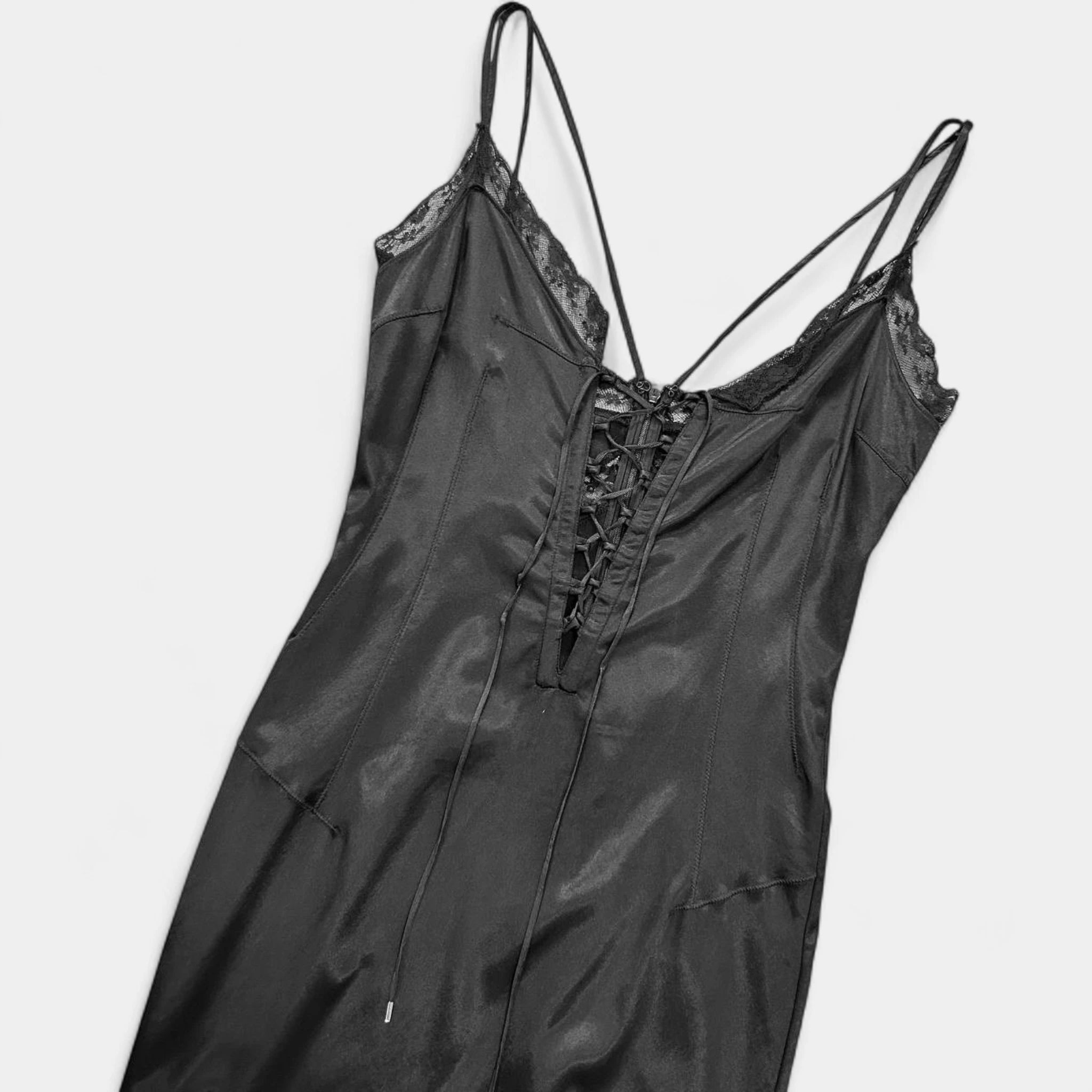 Dolce & Gabbana 2001 Corset Lace Up Black Dress