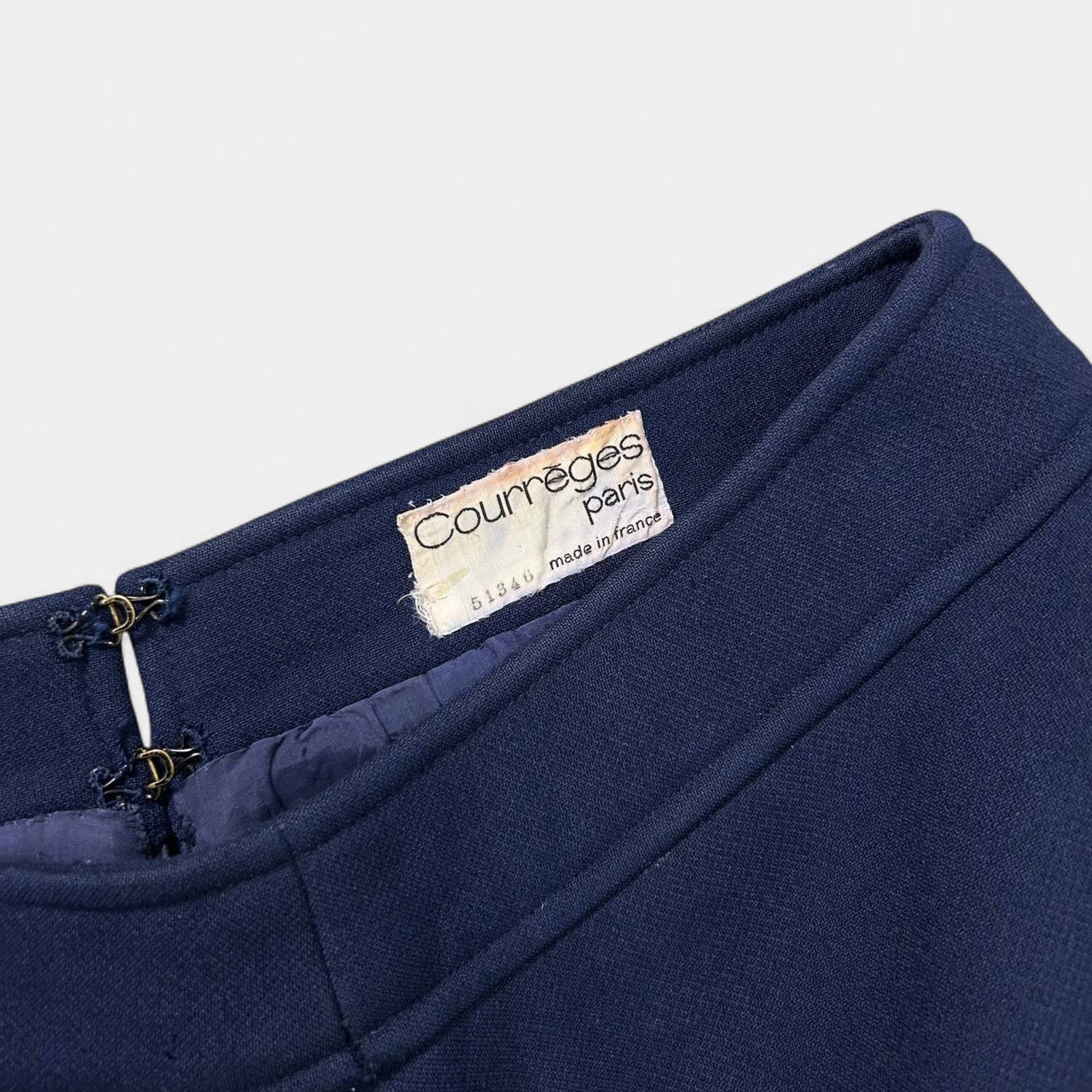 Courreges Paris Vintage Wide Leg Wool Navy Pants