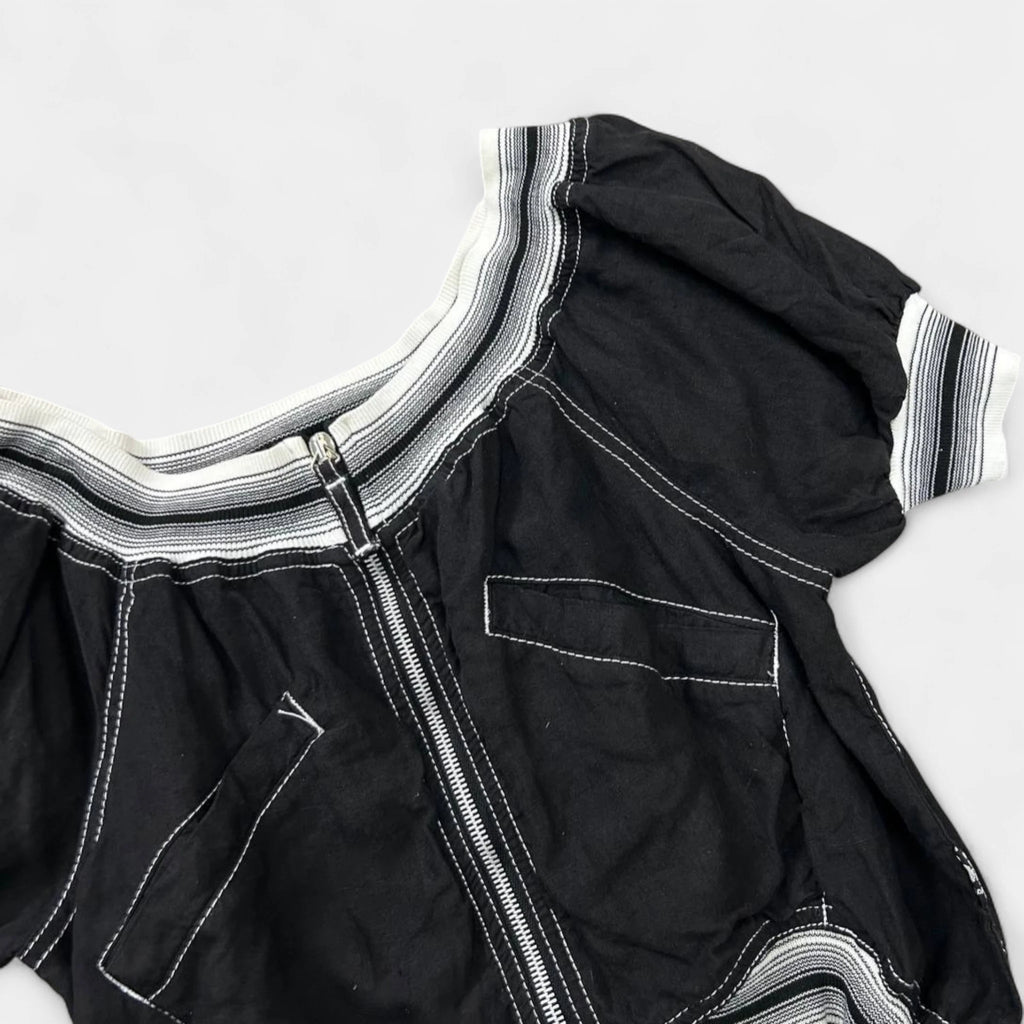 Jean Paul Gaultier 90's Classique Zip-Up Puff Sleeve Top