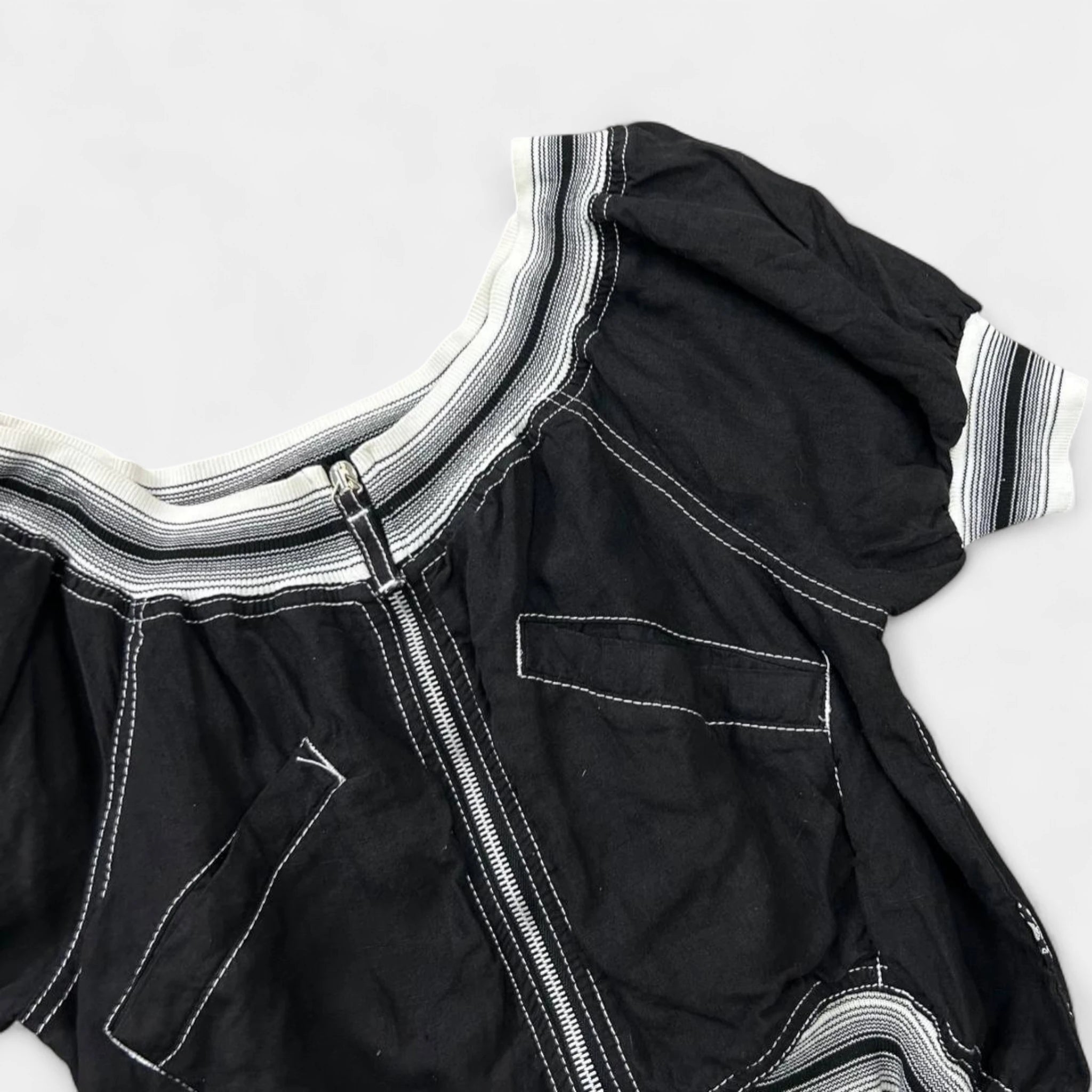 Jean Paul Gaultier 90's Classique Zip-Up Puff Sleeve Top