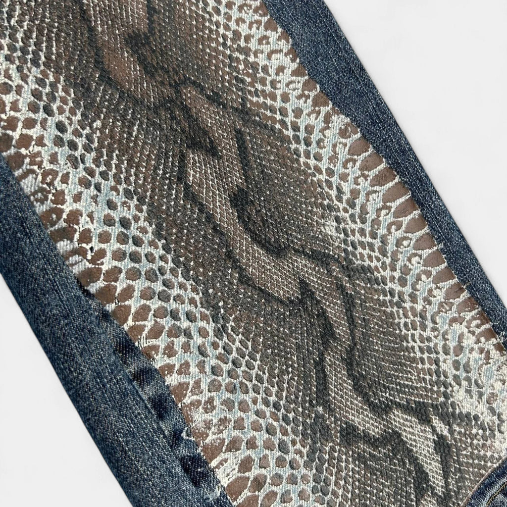 Cavalli Snakeskin Pattern Denim Pants