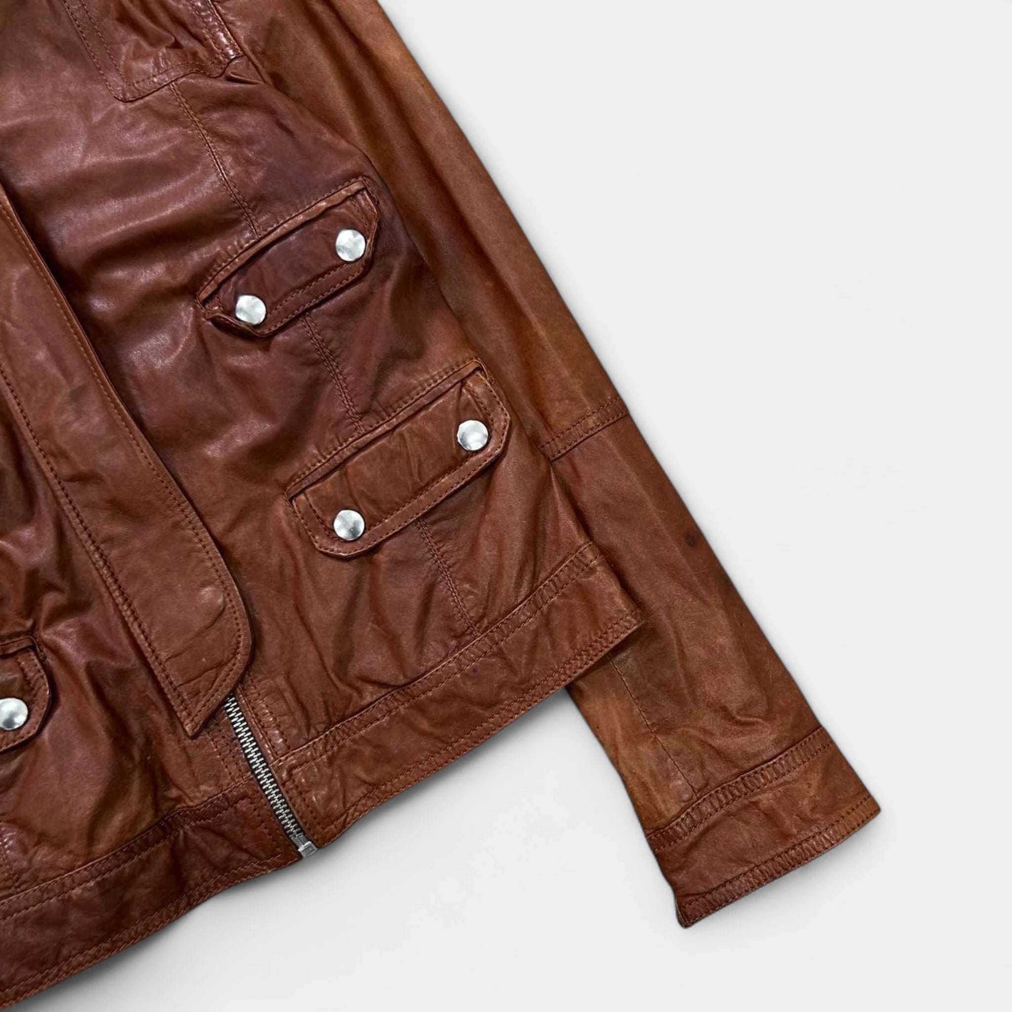 Dolce & Gabbana Multi-Pocket Lambskin Leather Biker Jacket