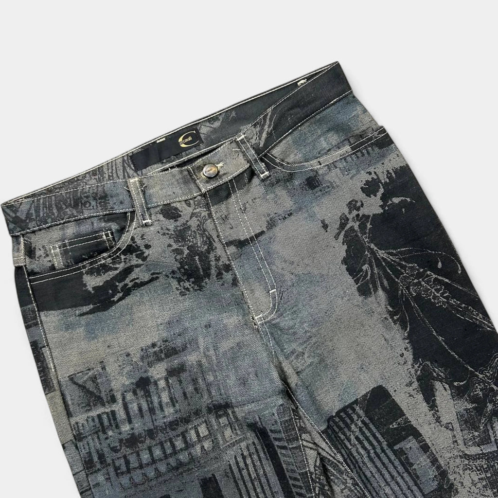 Just Cavalli 2000's City Pattern Black Pants