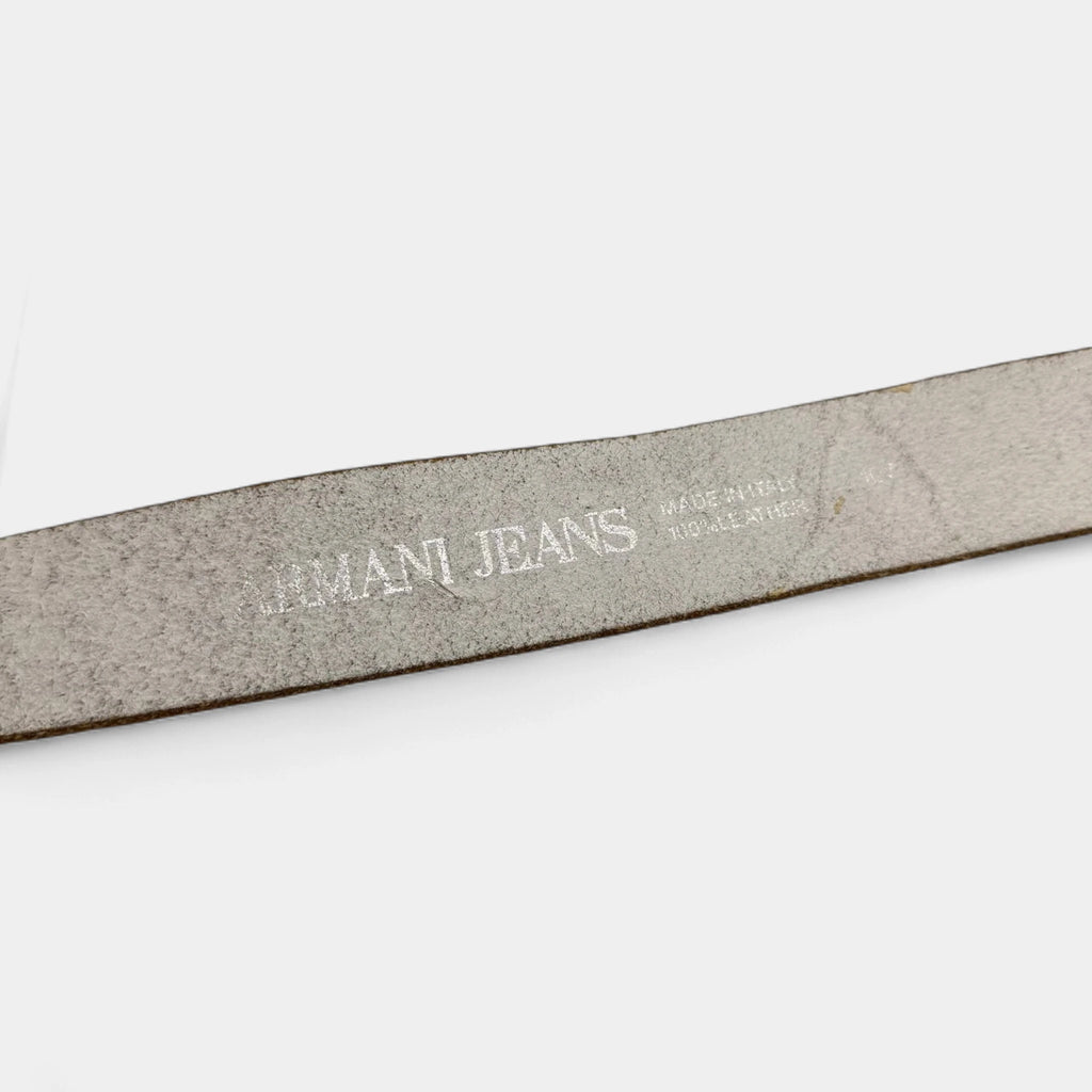 Armani Jeans Vintage Leather Belt Gold Logo Buckle