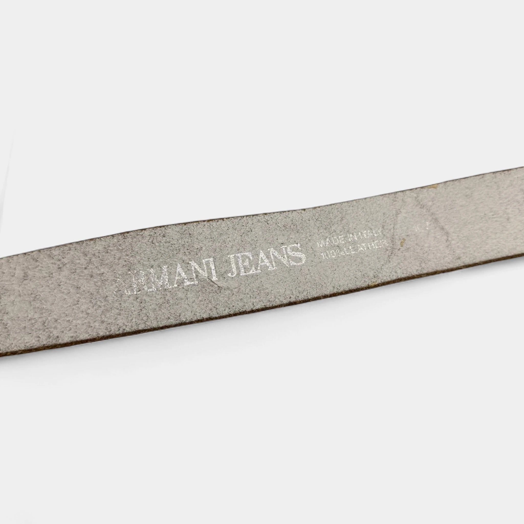 Armani Jeans Vintage Leather Belt Gold Logo Buckle