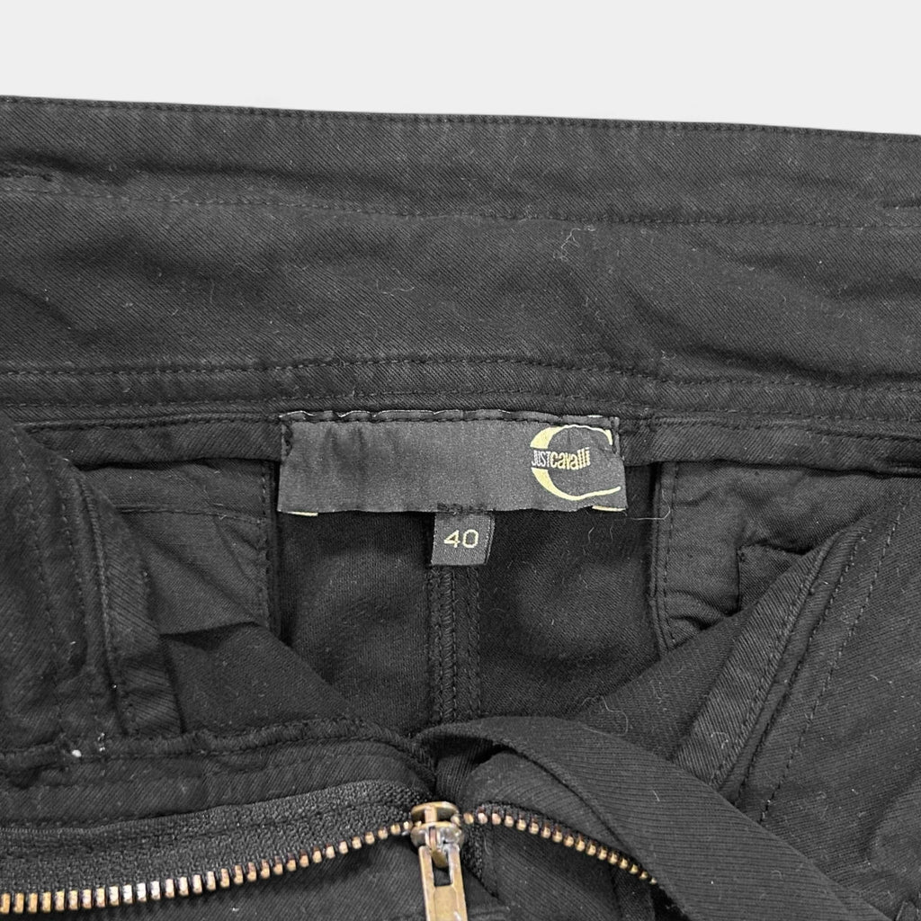 Just Cavalli 2000's Black Cargo Bondage Pants