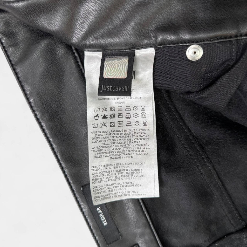 Just Cavalli Black Faux Leather Bootcut Pants