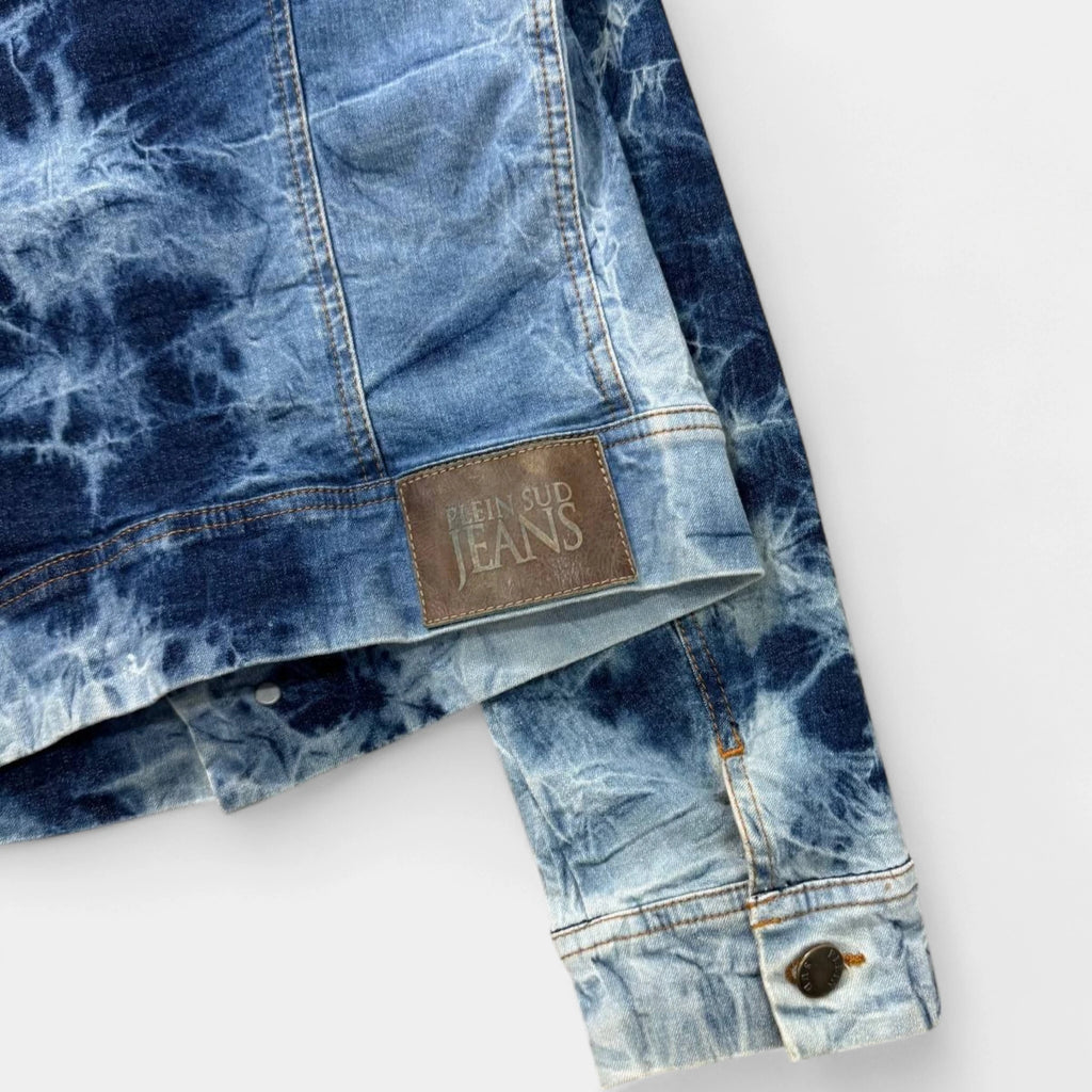Plein Sud Jeans Vintage Blue Tie-Dye Denim Trucker Jacket