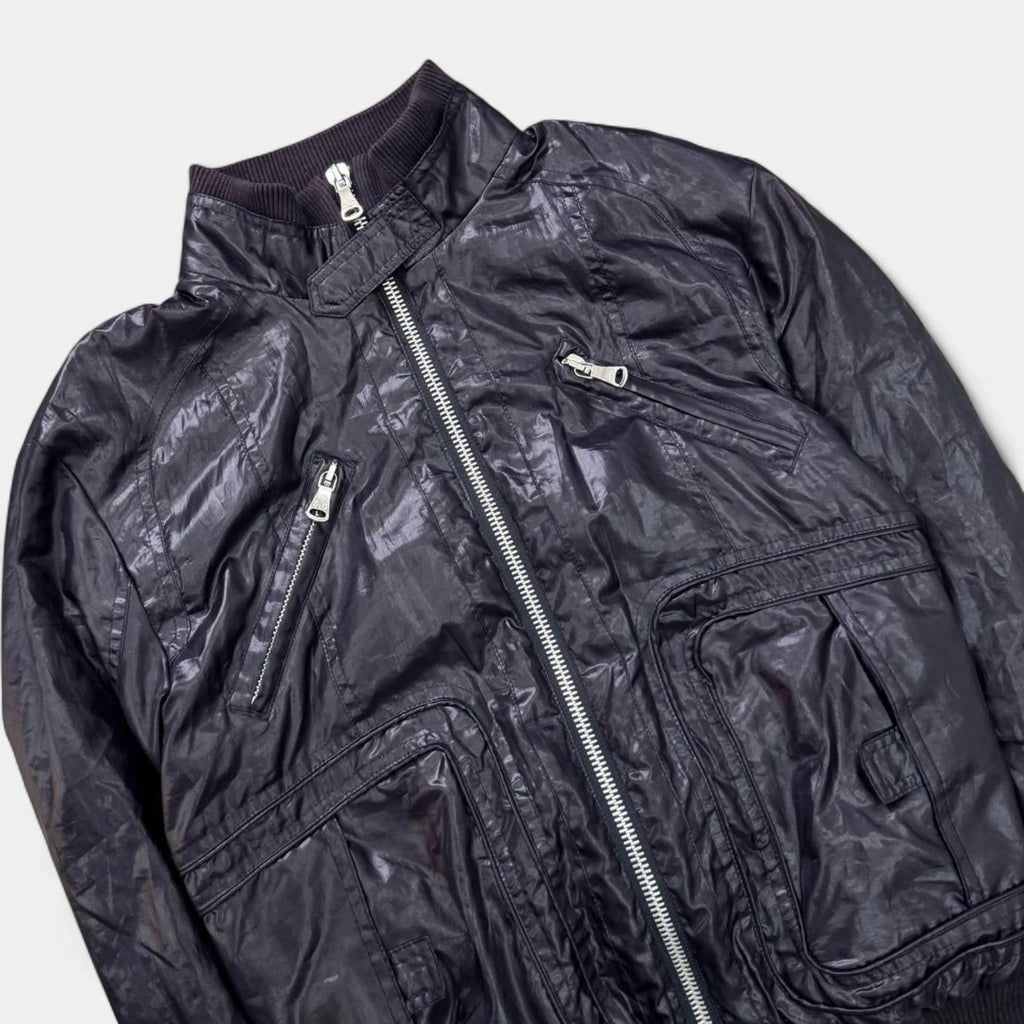 Dolce & Gabbana Purple Technical Nylon Multi-Pocket Bomber Jacket