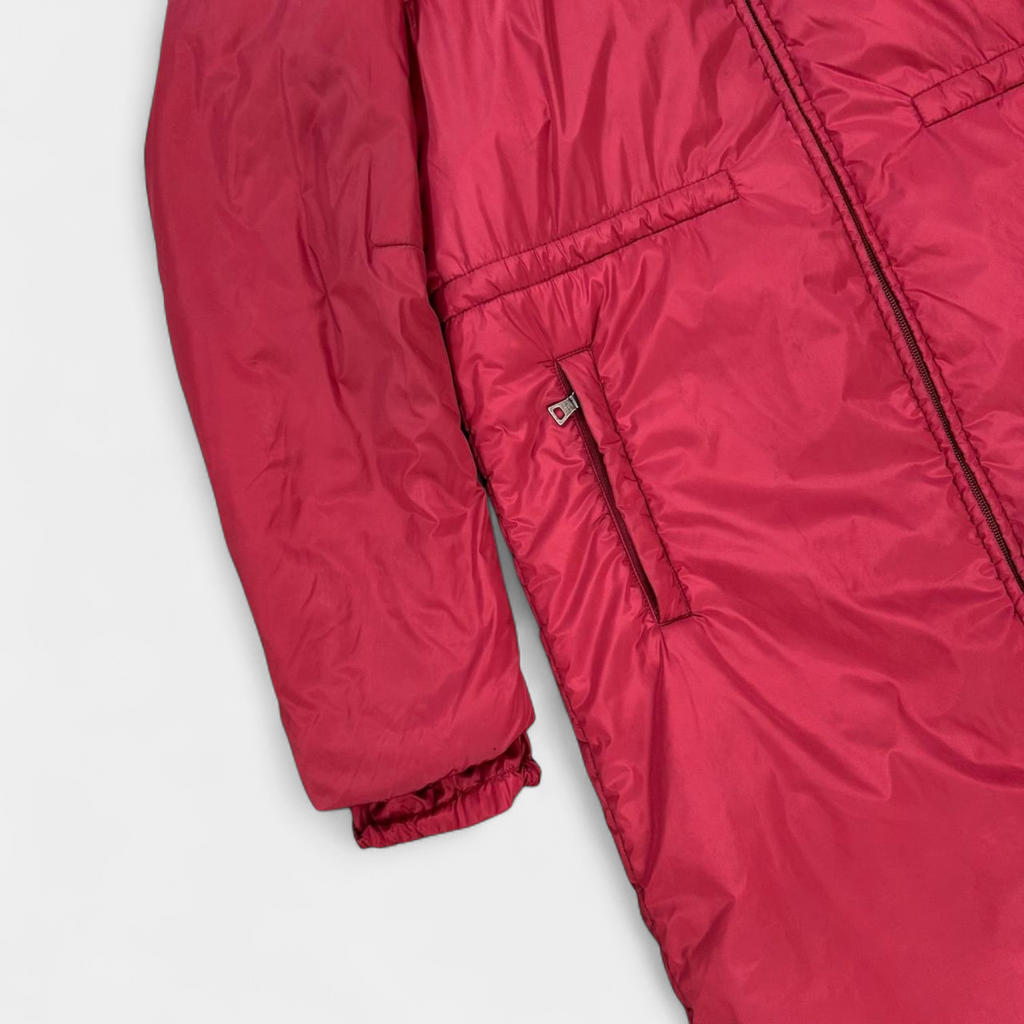 Prada Red Nylon Padded Long Jacket