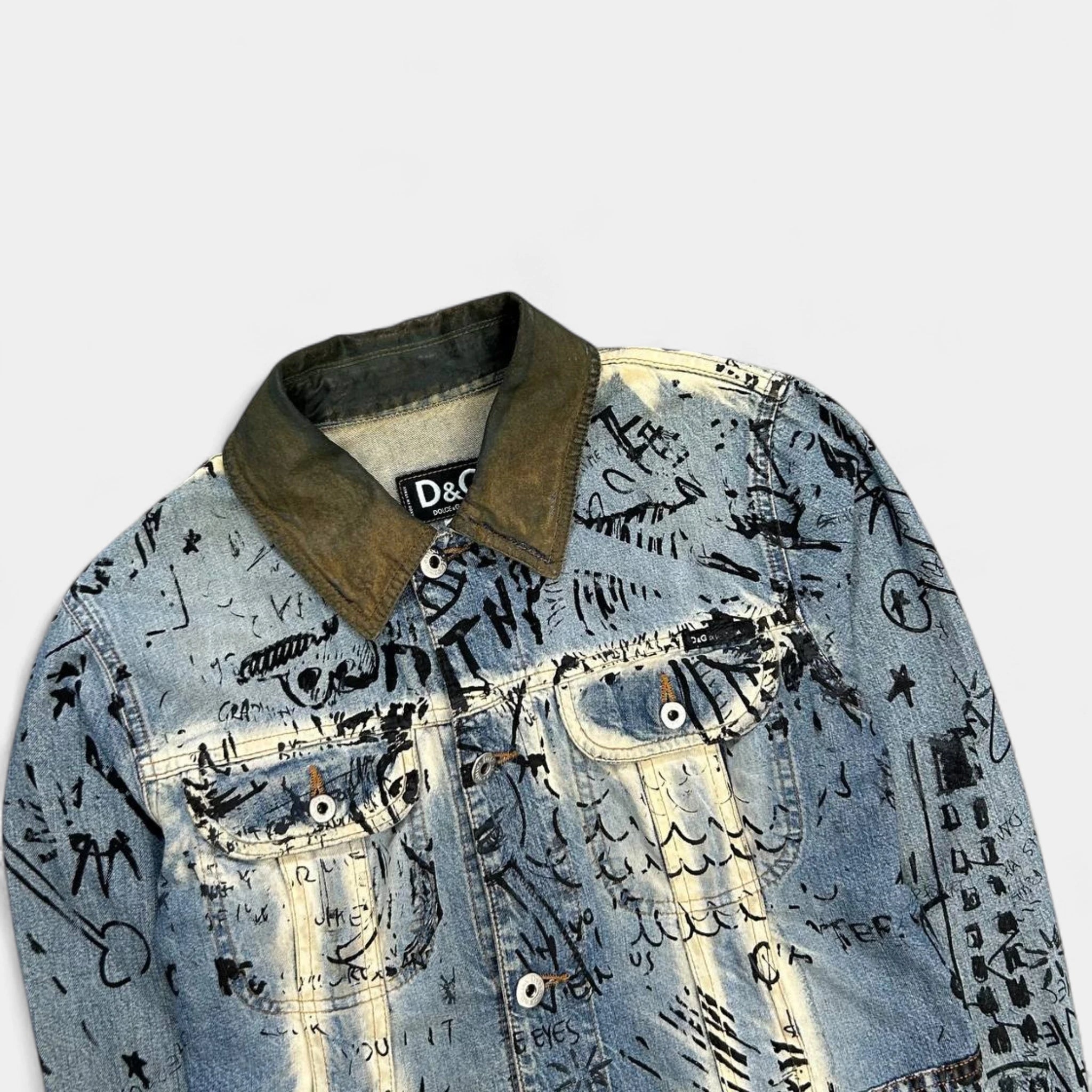 Dolce & Gabbana 2000s Denim Scribble Denim Jacket