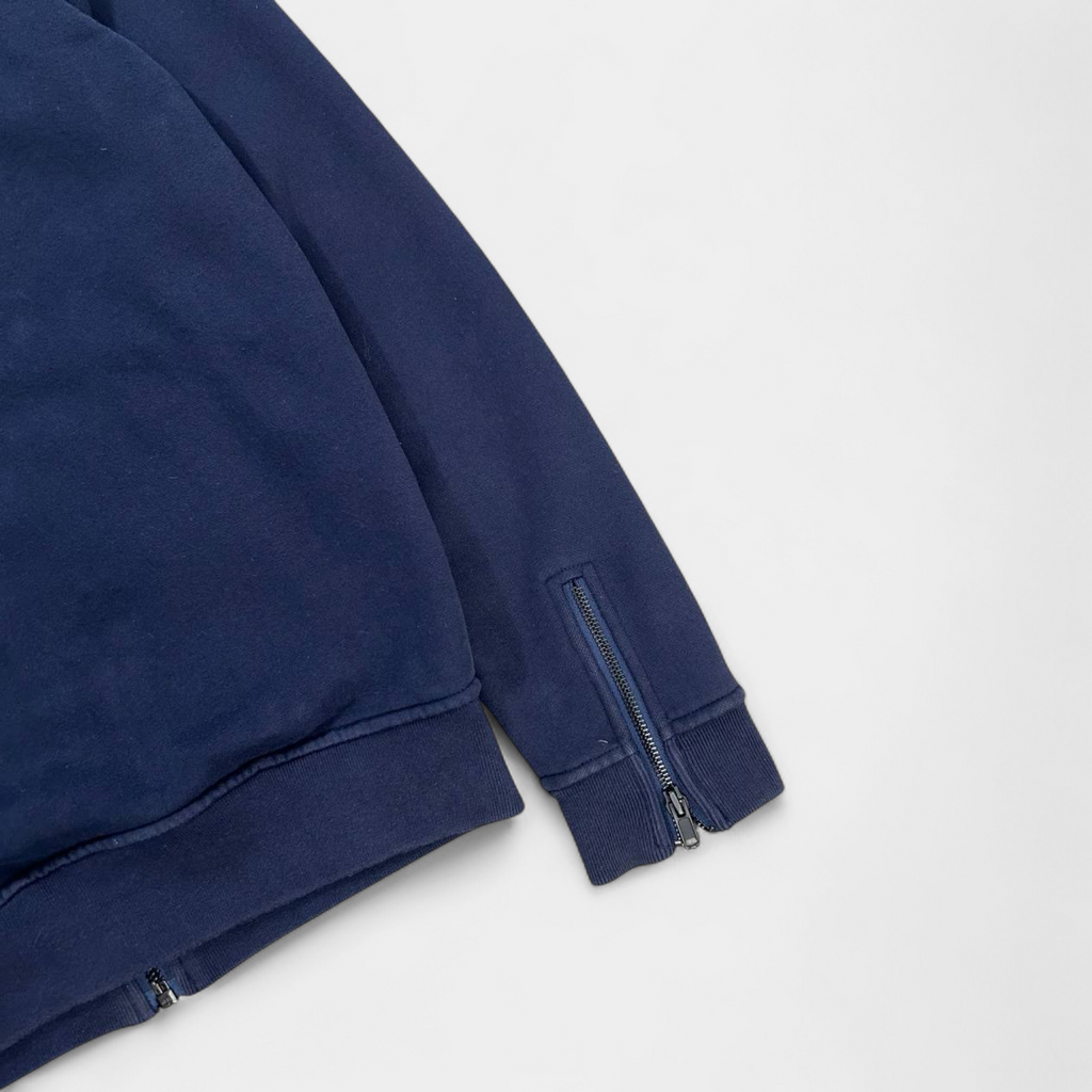 Marc Jacobs Leather Hooded Navy Blue Sweatshirt Jacket