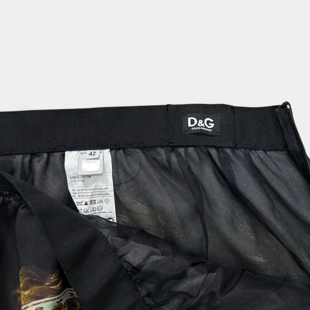 Dolce & Gabbana Neoclassical Graphic Silk Skirt