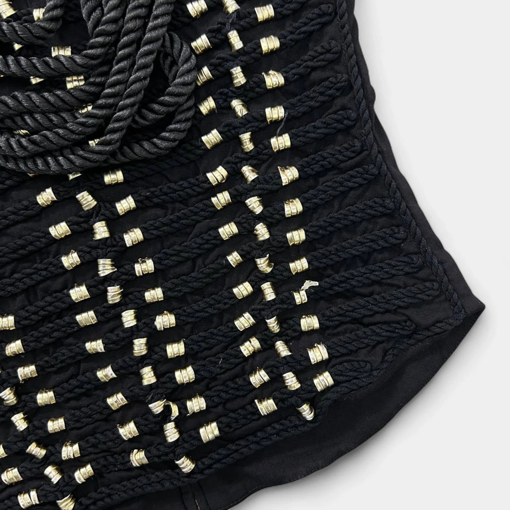 Balmain 2010s Naval Rock Black Sailor Style T-Shirt