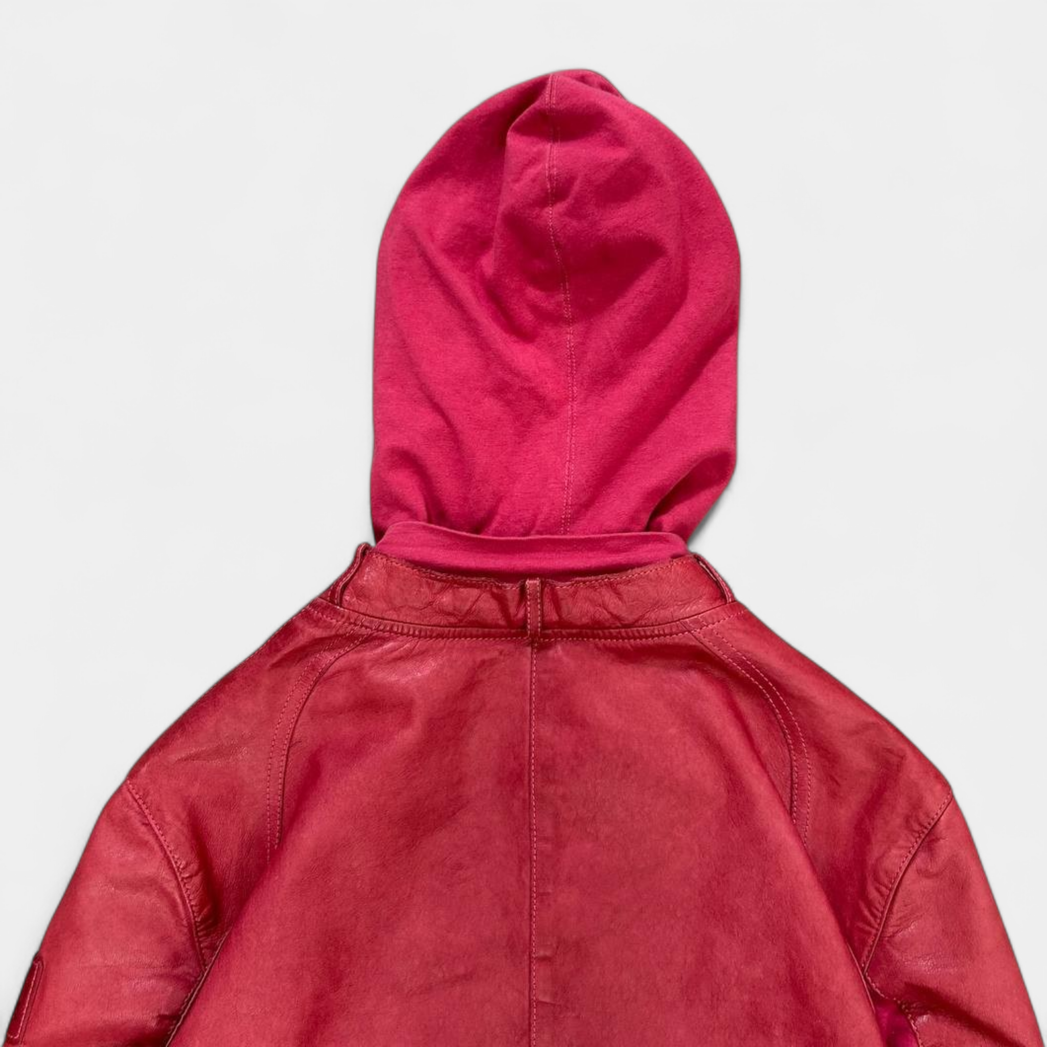 Armani Jeans Pink Hooded Leather Jacket