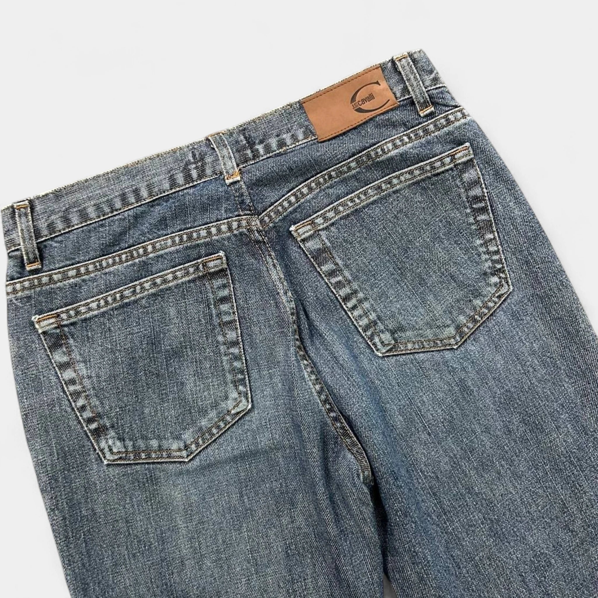 Just Cavalli 2000's Snake Skin Pattern Denim Pants