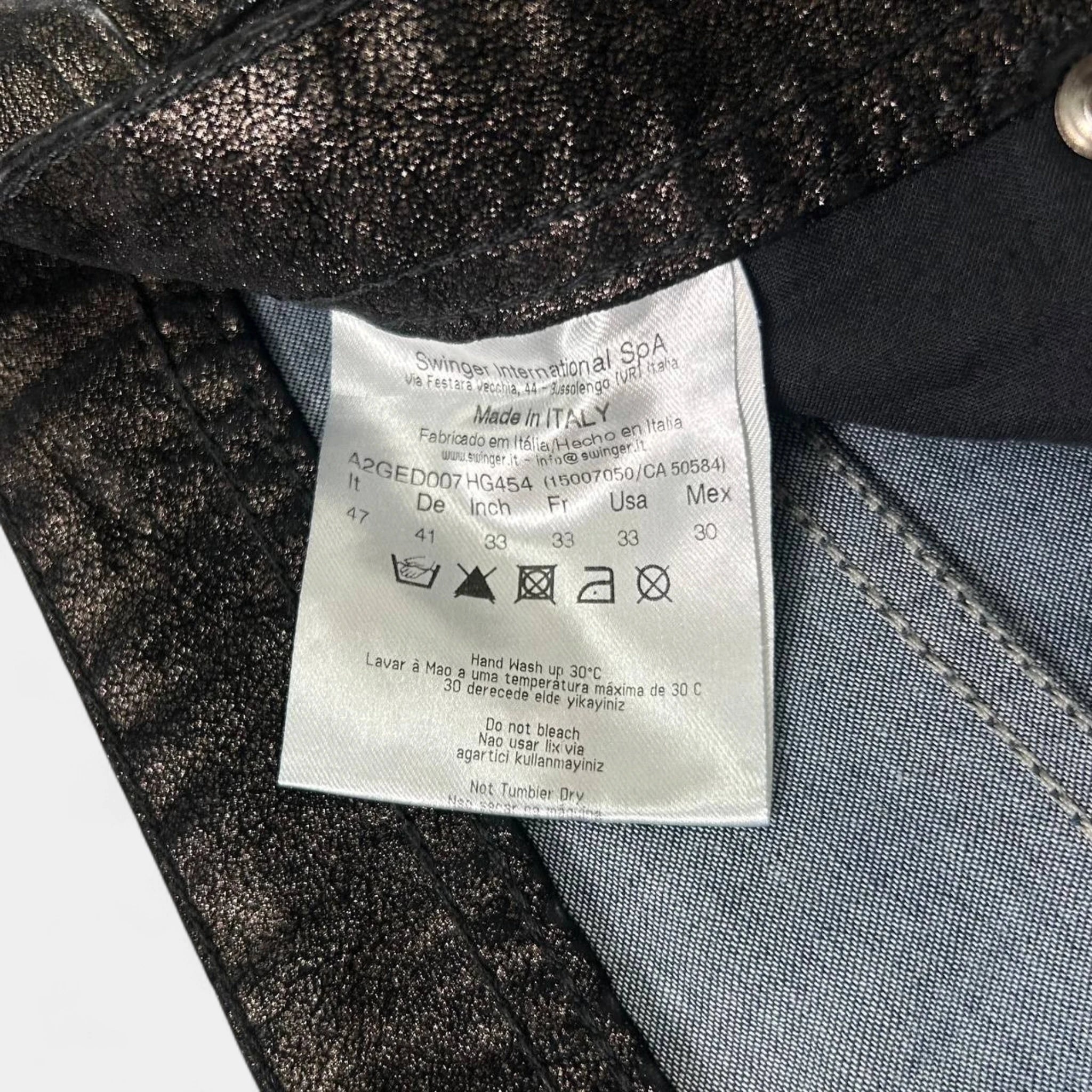 Versace Jeans Skinny Metallic Black Suede Pants