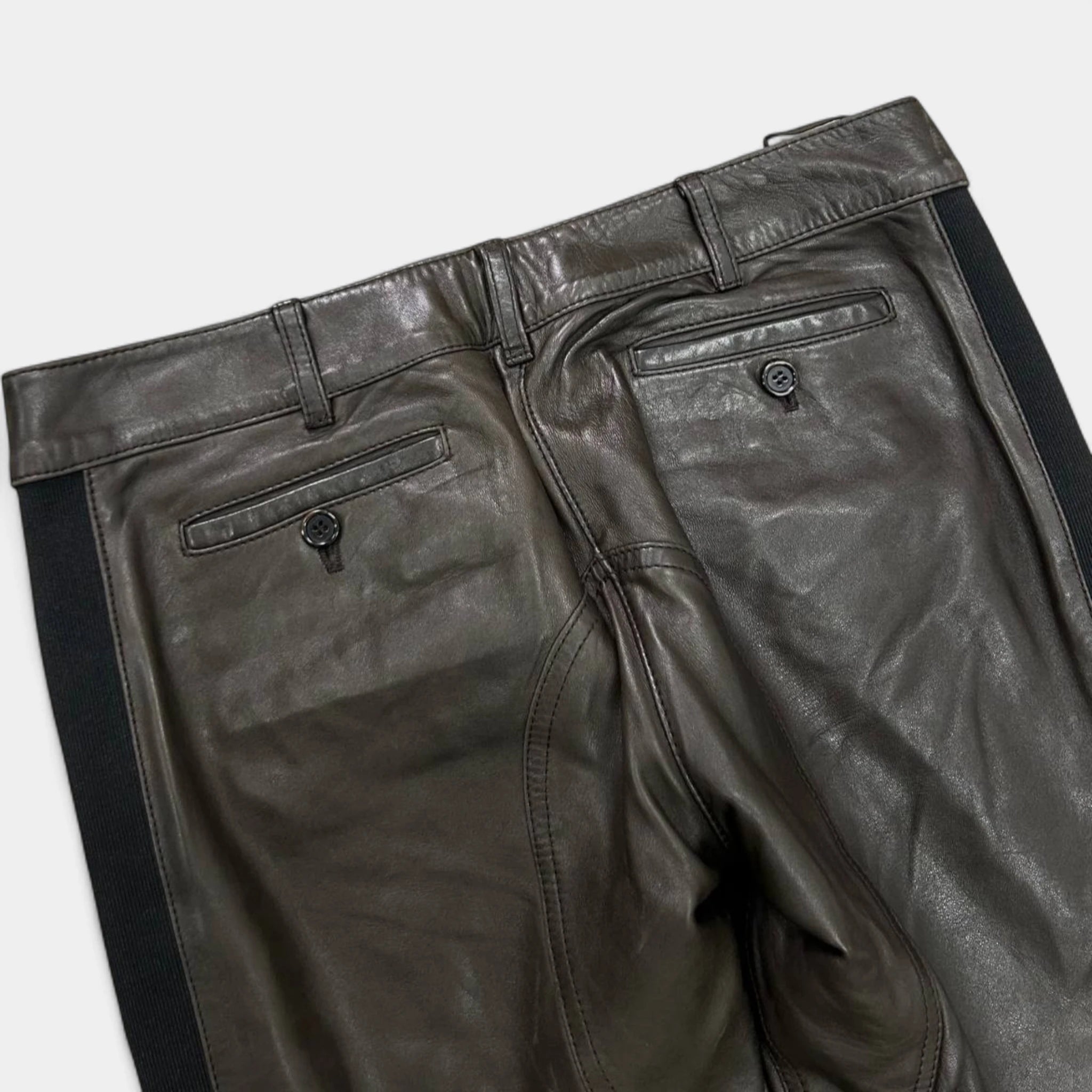 2000s Prada Brown Motorcycle Leather Pants