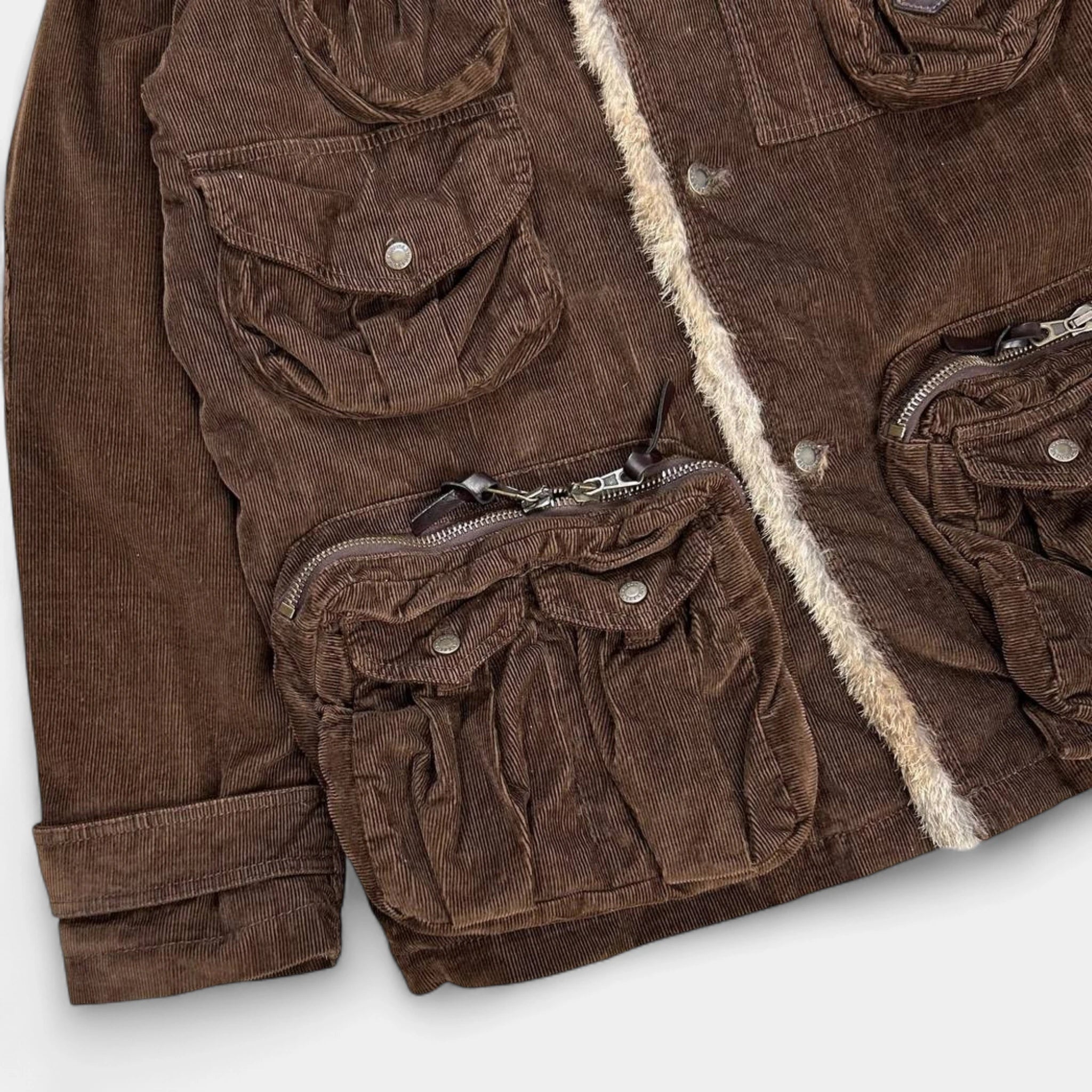 Dolce & Gabbana Corduroy Fur Brown Fur Jackets