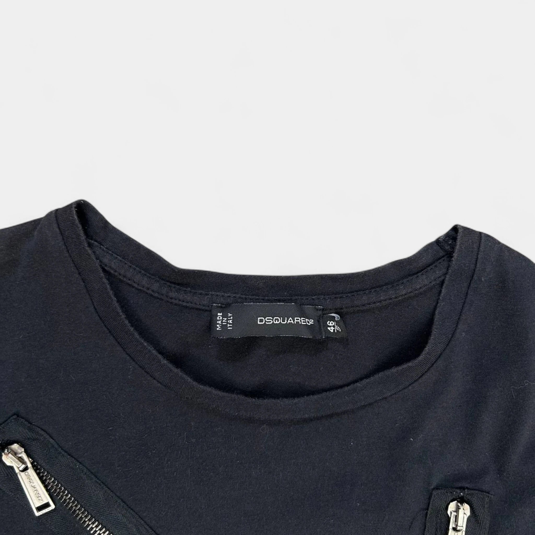Dsquared 2000s Black Multizipper Tee