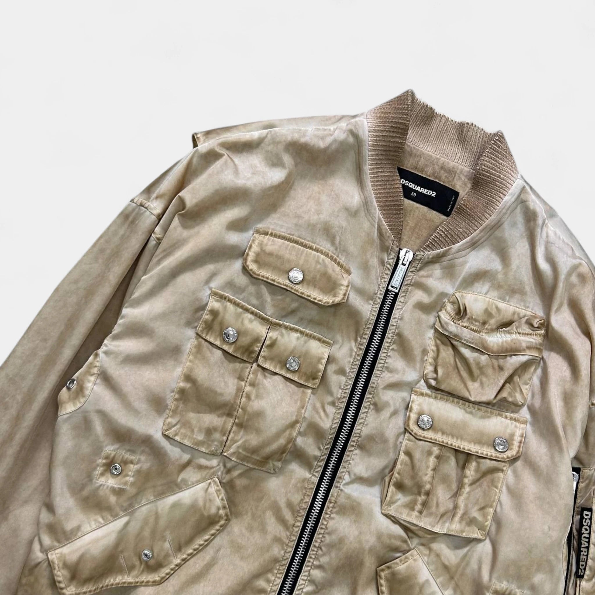 Dsquared2 Nylon Beige Utilitarian Bomber