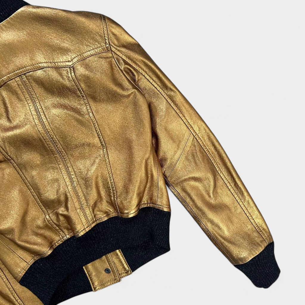 Dolce & Gabbana 2010s Gold Metallic Leather Jacket