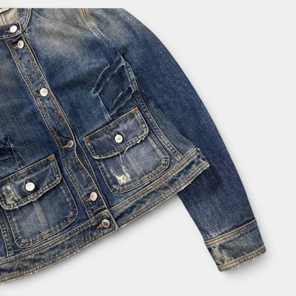 Dolce & Gabbana 2000s Distressed Washed Denim Jacket