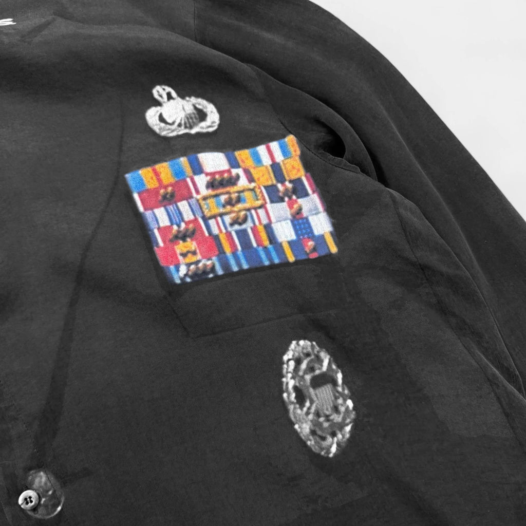 424 Military Uniform Trompe L'oeil Button-Up Shirt