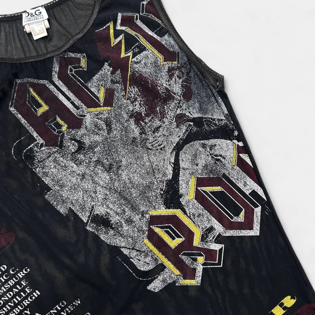 Dolce & Gabbana Underwear AC/DC Graphic Mesh Tank Top