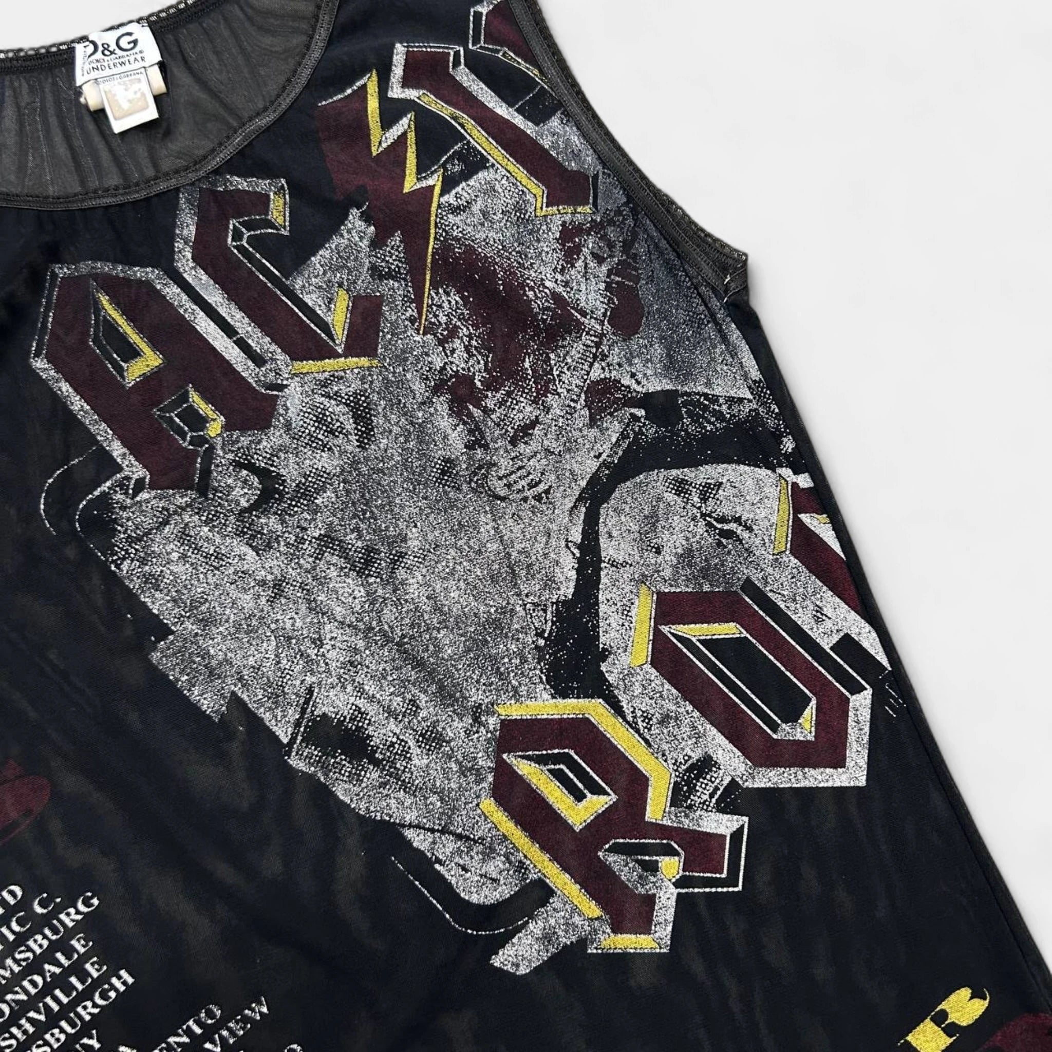 Dolce & Gabbana Underwear AC/DC Graphic Mesh Tank Top
