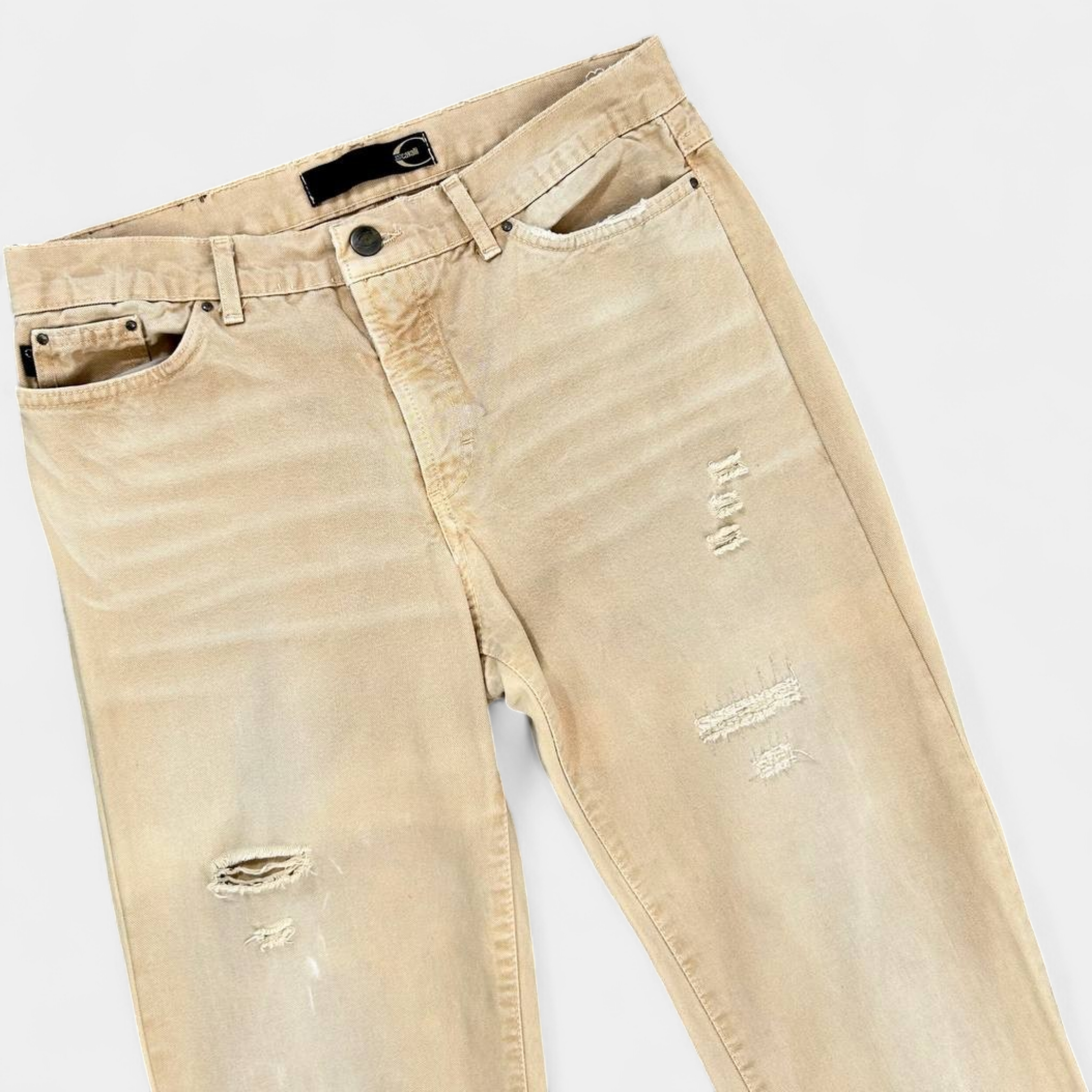 Just Cavalli Beige Distressed Jeans