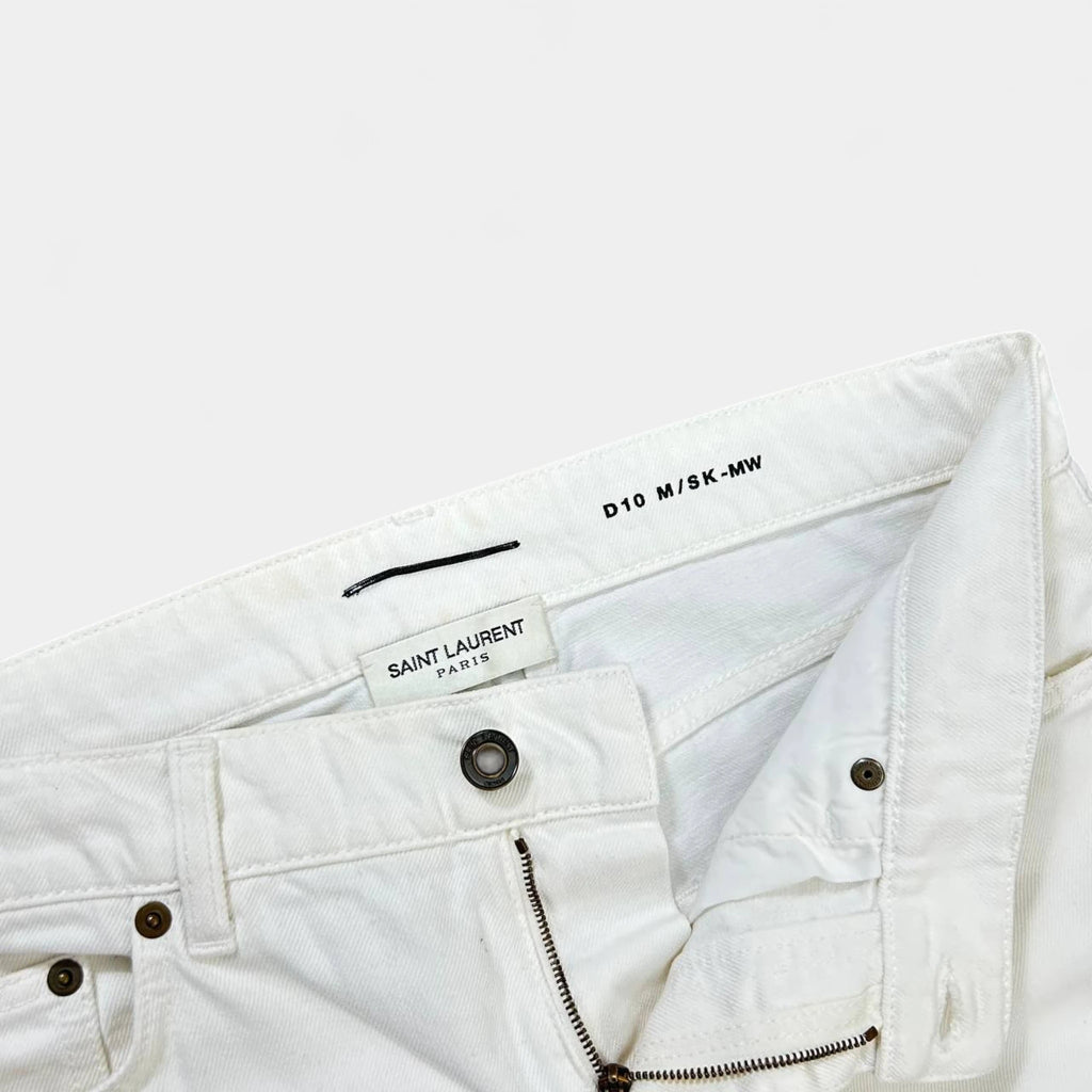 Saint Laurent D10 2016 Distressed White Skinny Jeans