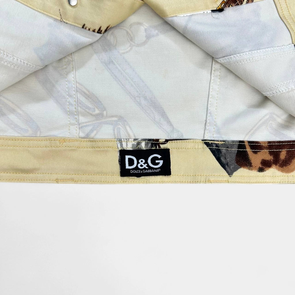Dolce & Gabbana Rustic Beige Horse Print Denim Jacket