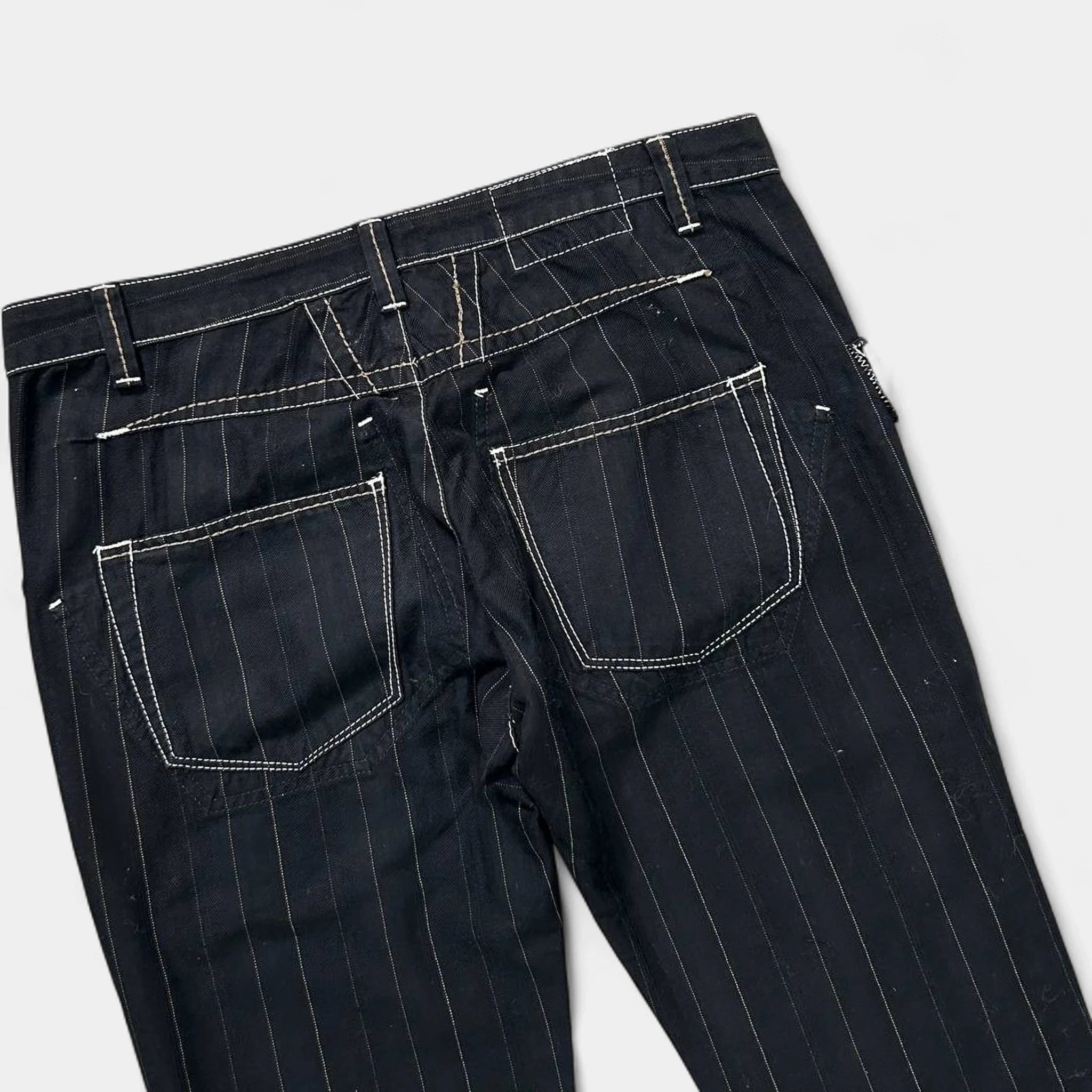 Marithé + François Girbaud Striped Black Avant-garde Pants