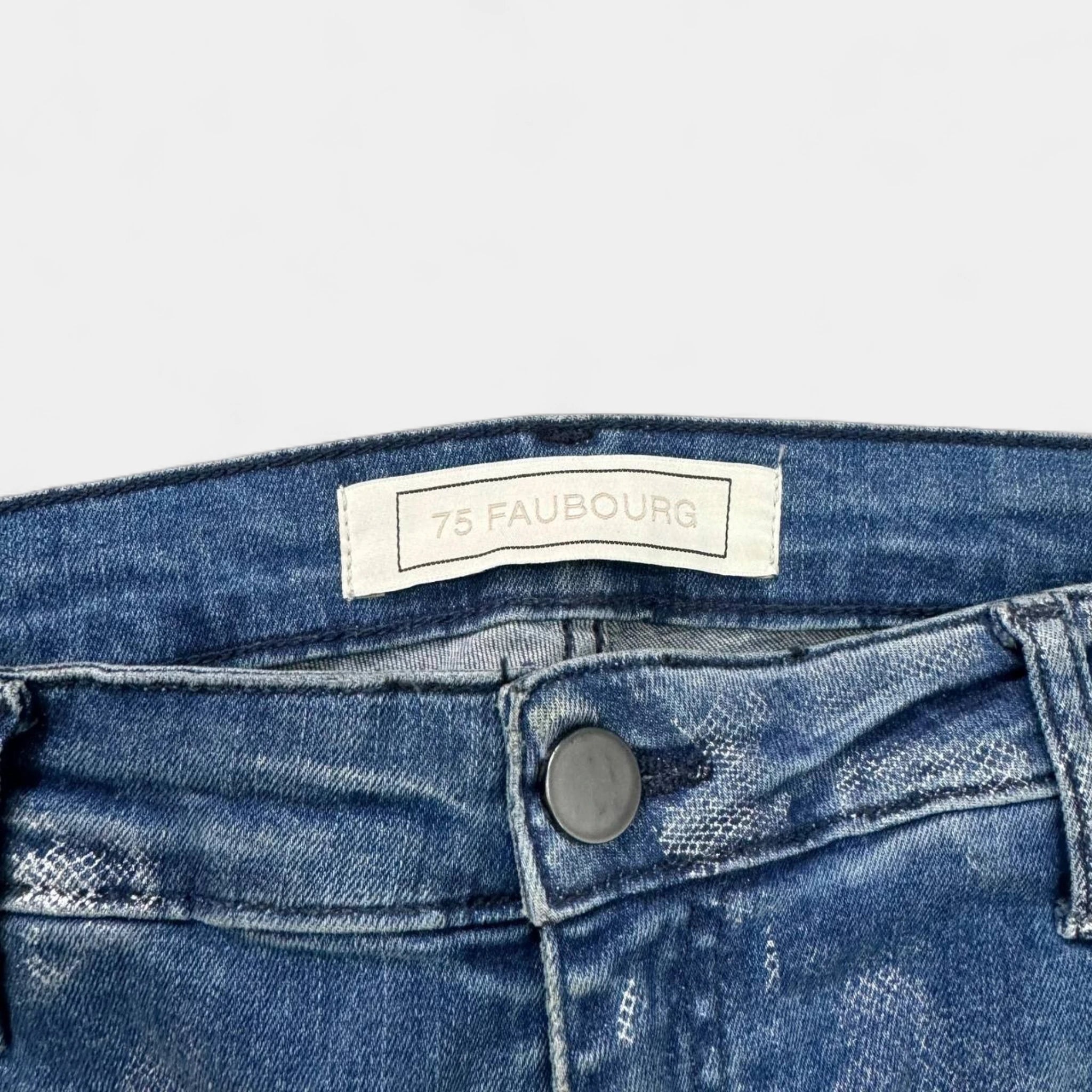 75 Faubourg Metallic Silver Foil Coated Skinny Jeans