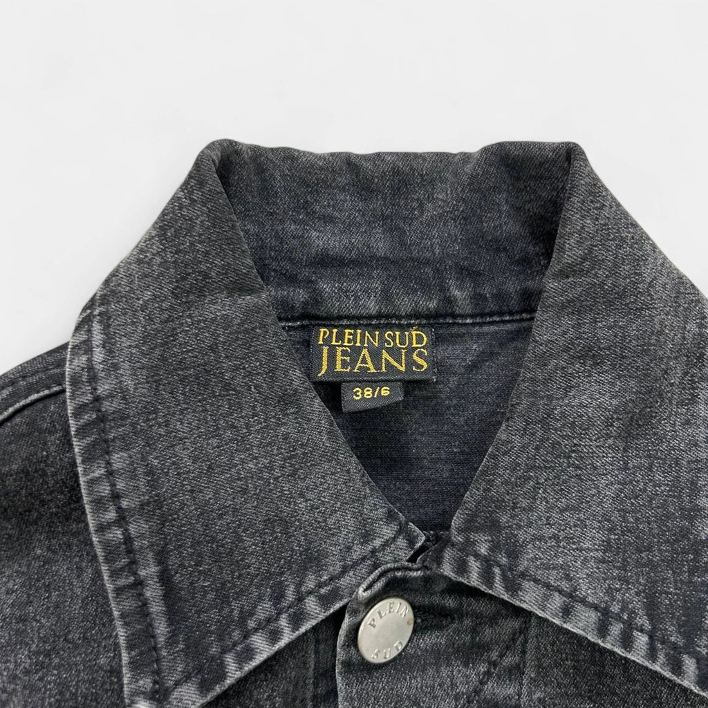 Plein Sud 2000s Grey Washed Denim Trucker Jacket