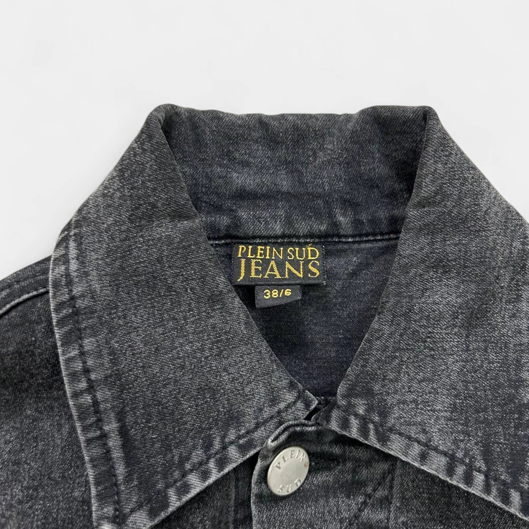 Plein Sud 2000s Grey Washed Denim Trucker Jacket