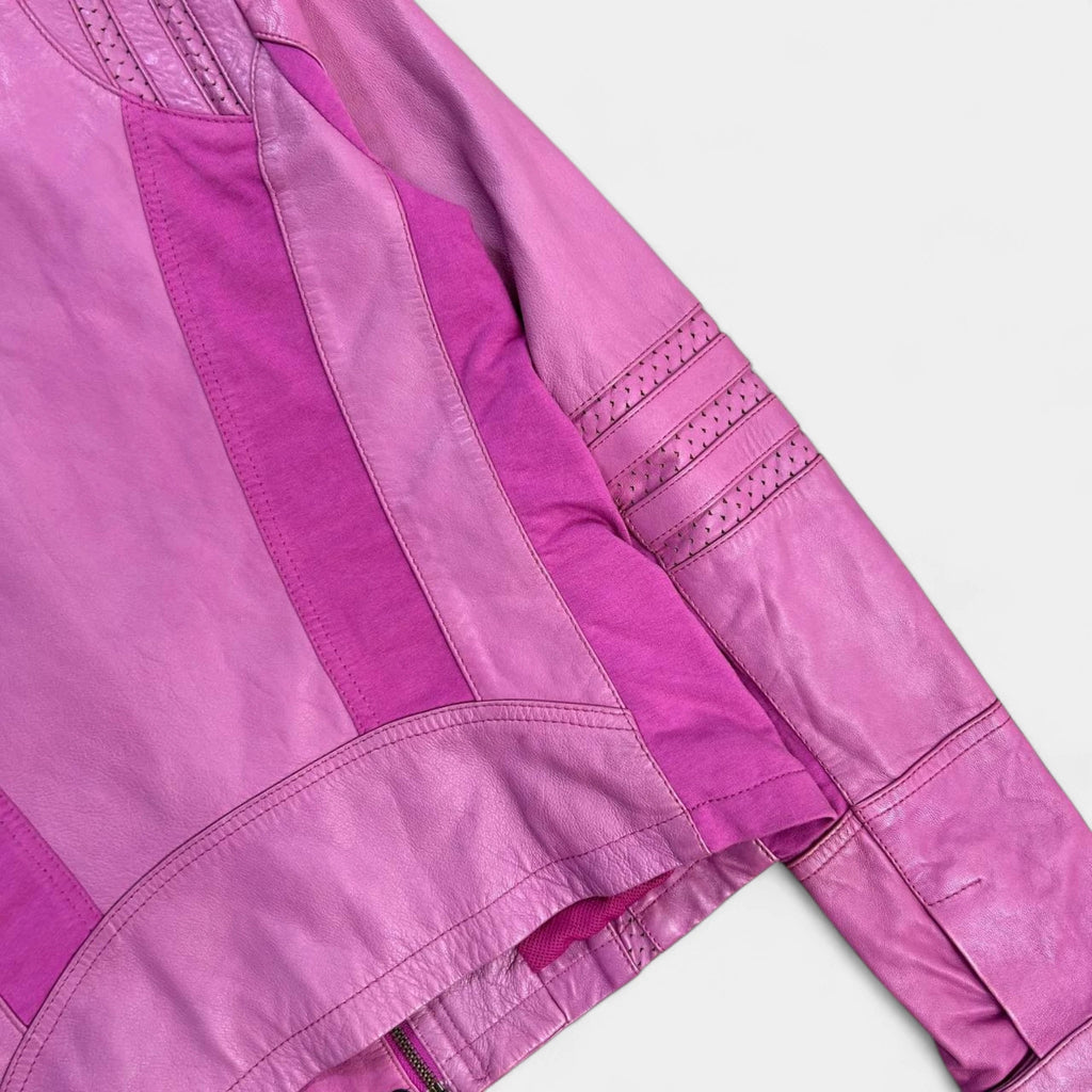 Armani Jeans Pink Leather Biker Jacket