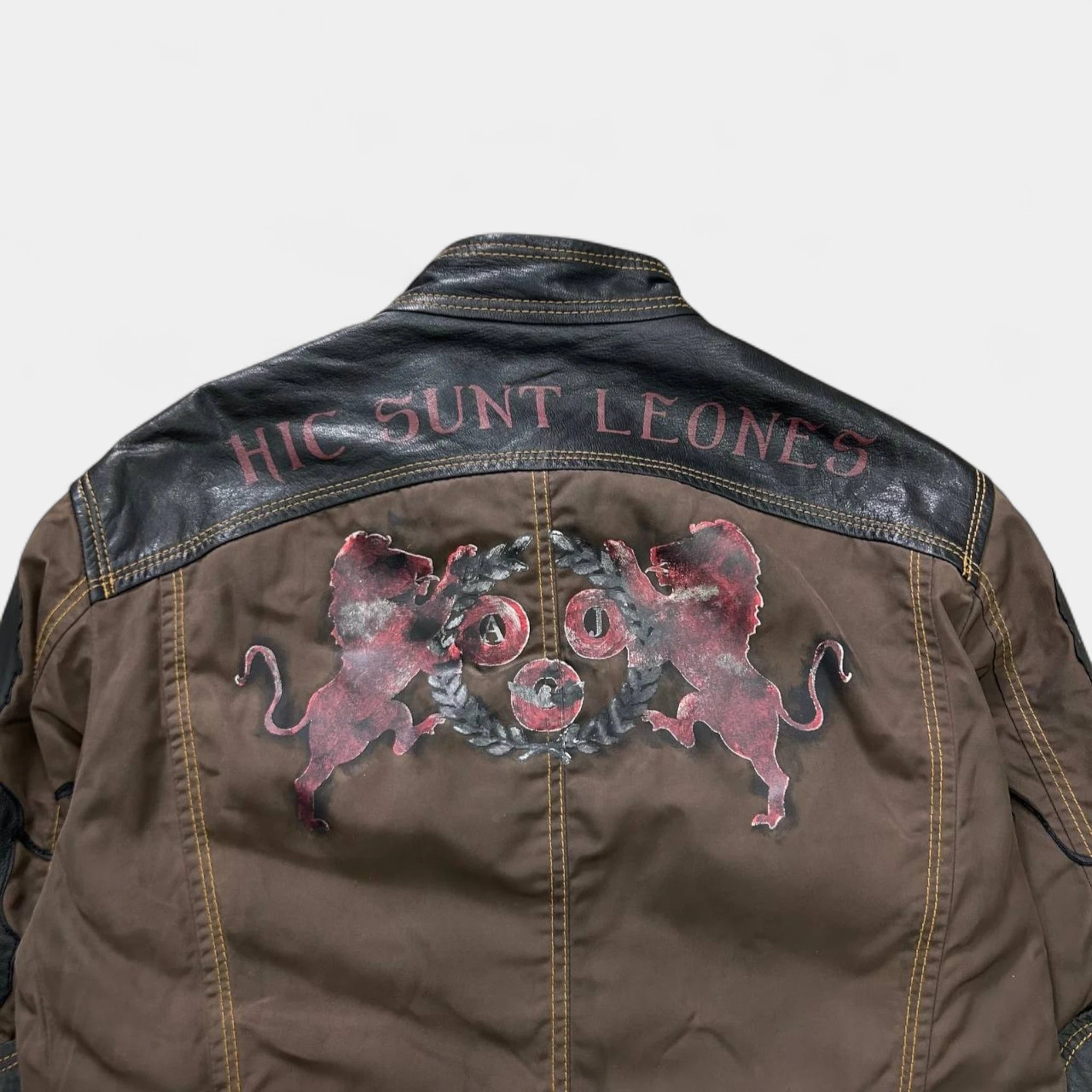 Armani Jeans Brown Leather Nylon Jacket