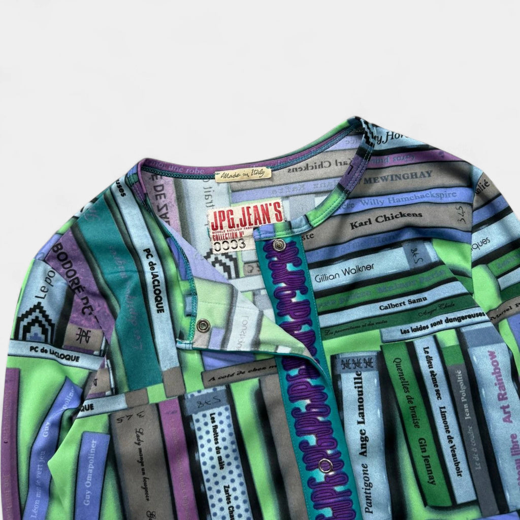 Jean Paul Gaultier 1996 Bookshelf Print Mesh Top