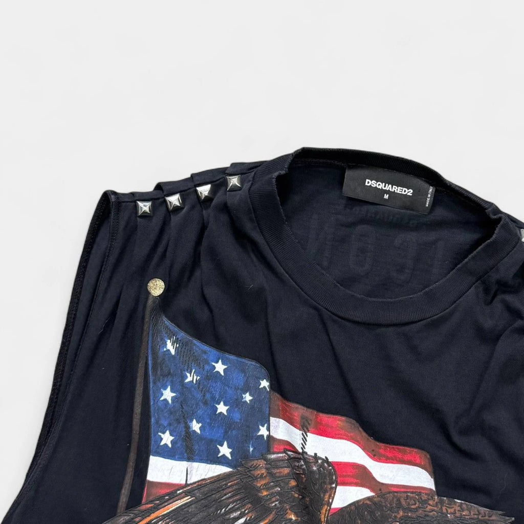 Dsquared2 American Eagle Sleeveless Studded T-Shirt