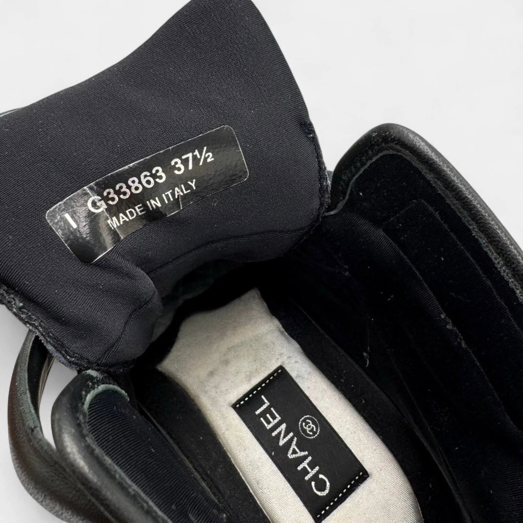 Chanel Multi-Color Leather CC Logo High-Top Ankle-Strap Sneakers